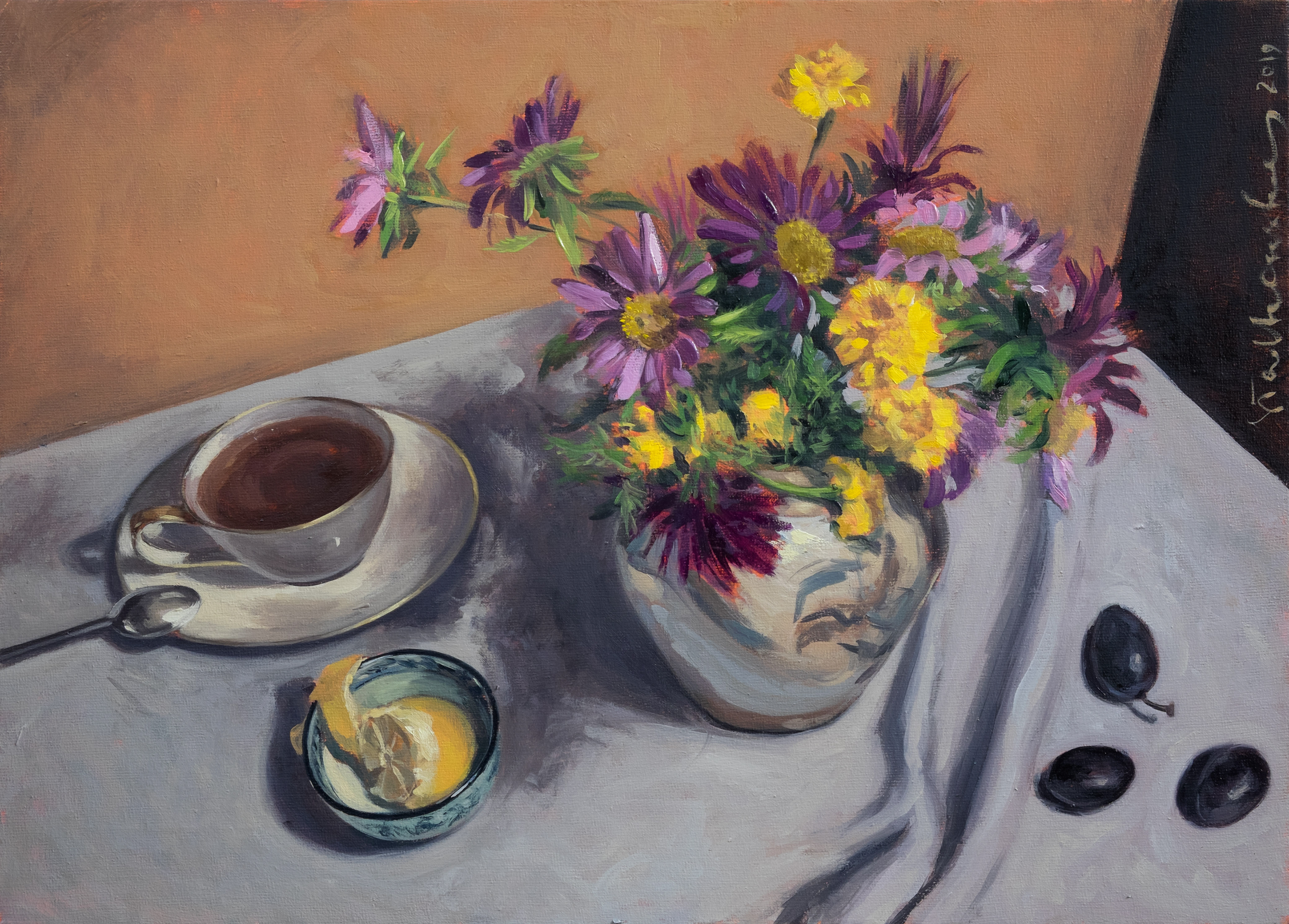 Trzy węgierki w towarzystwie - obraz olejny na płótnie 46 x 33 cm  /PRIVATE COLLECTION/