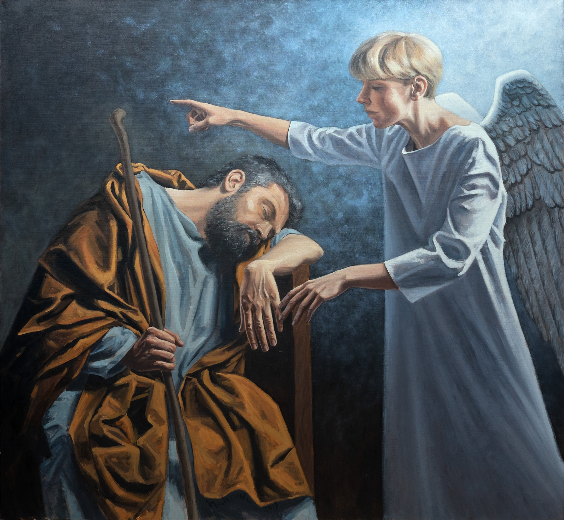 Radość 2. Powołanie Józefa na Opiekuna Zbawiciela. – obraz olejny na płótnie 130 x 120 cm   /PRIVATE COLLECTION/