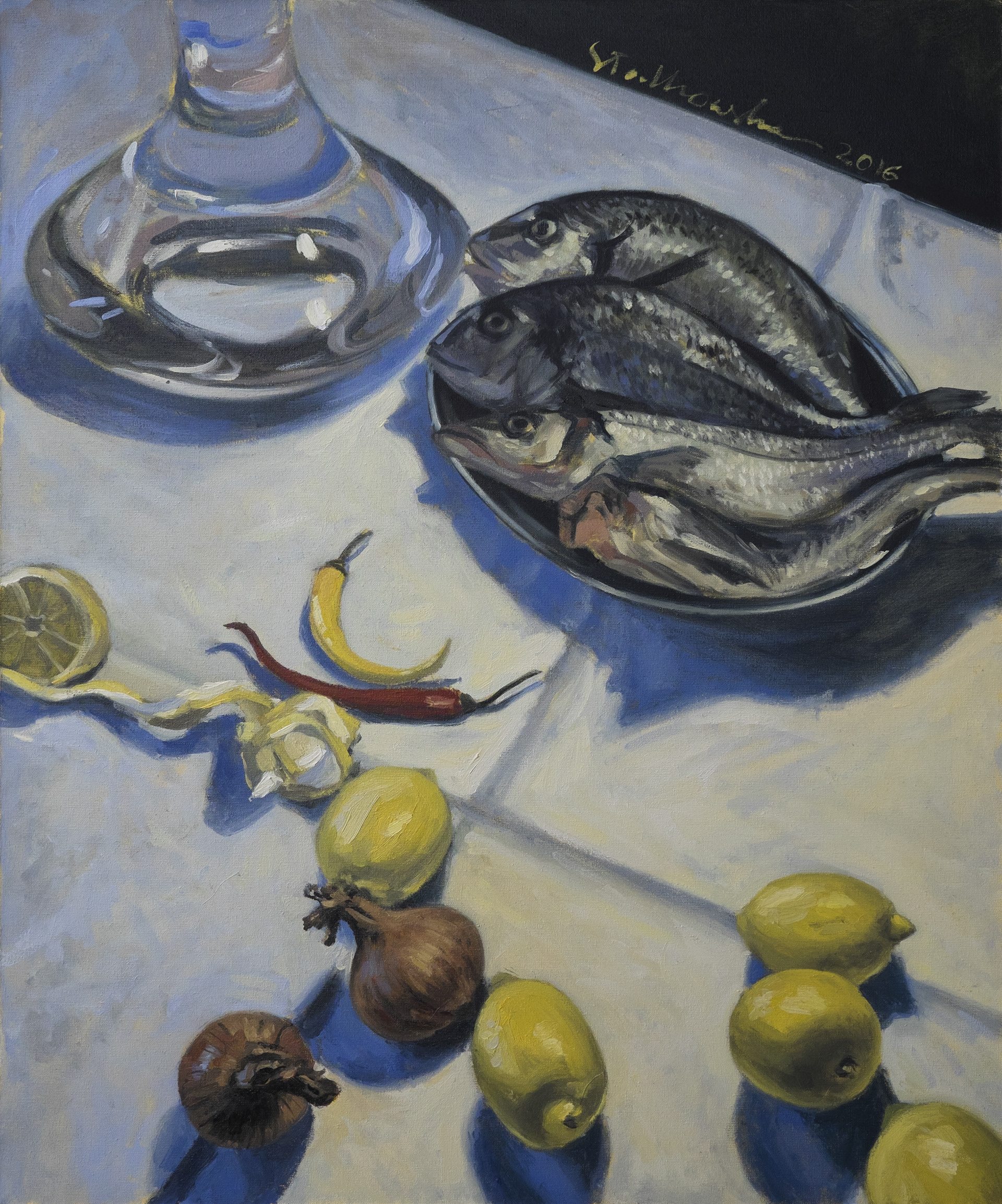 Still life with fish - obraz olejny na płótnie 50 x 60 cm   /PRIVATE COLLECTION/