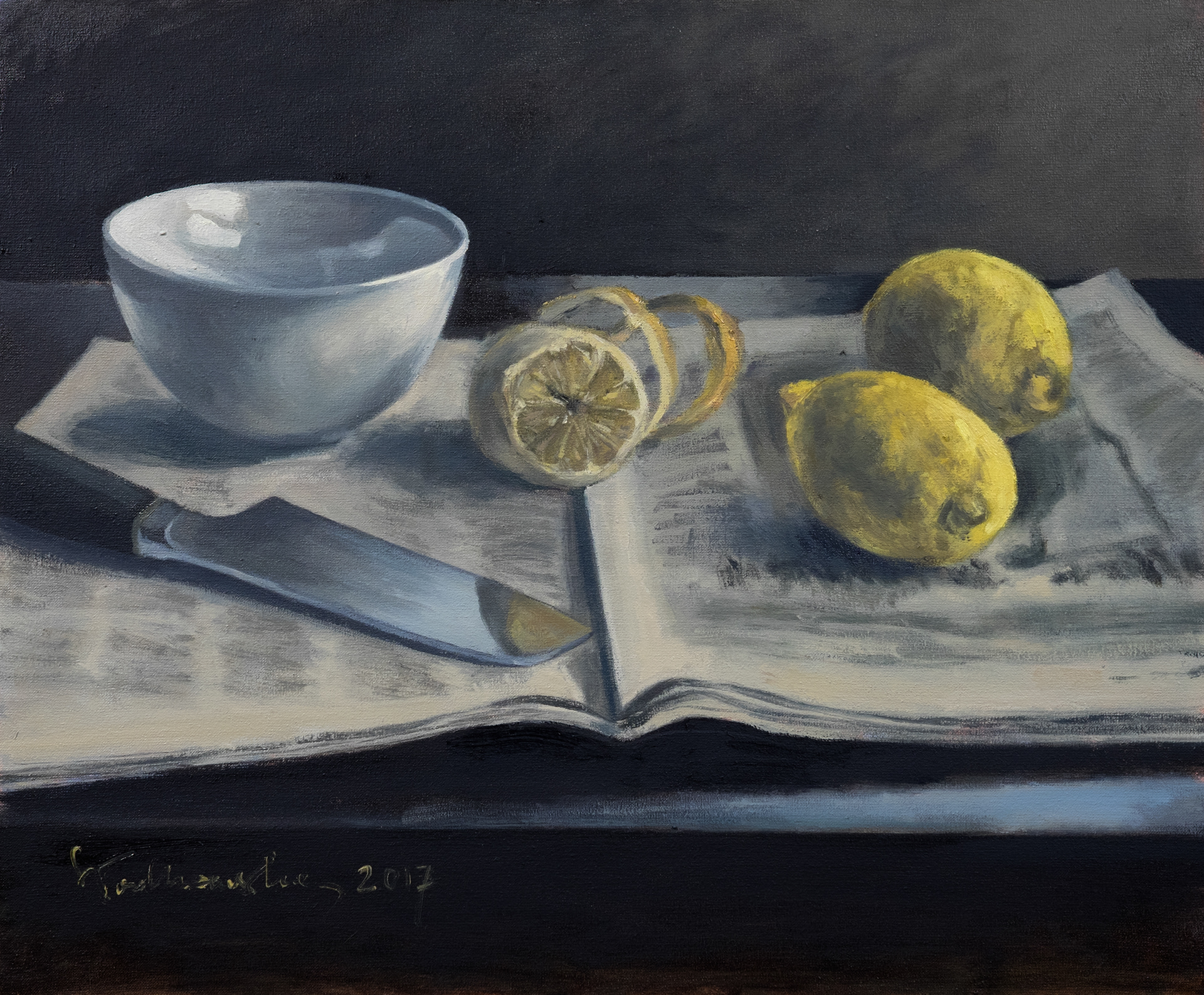 Martwa natura z cytrynami - obraz olejny na płótnie 46 x 38 cm   /PRIVATE COLLECTION/