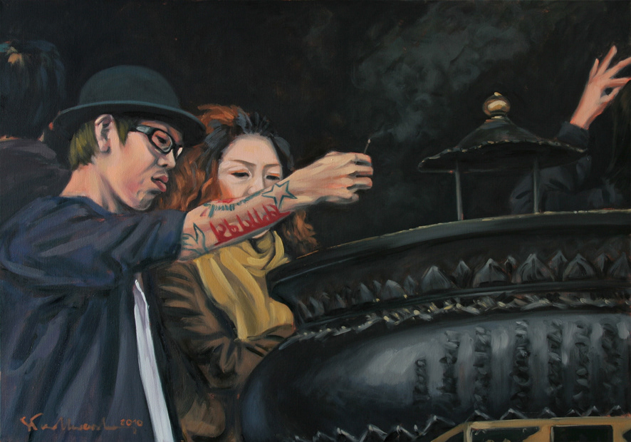 Tera no mae ni - obraz olejny na płótnie 100 x 70 cm  /PRIVATE COLLECTION/