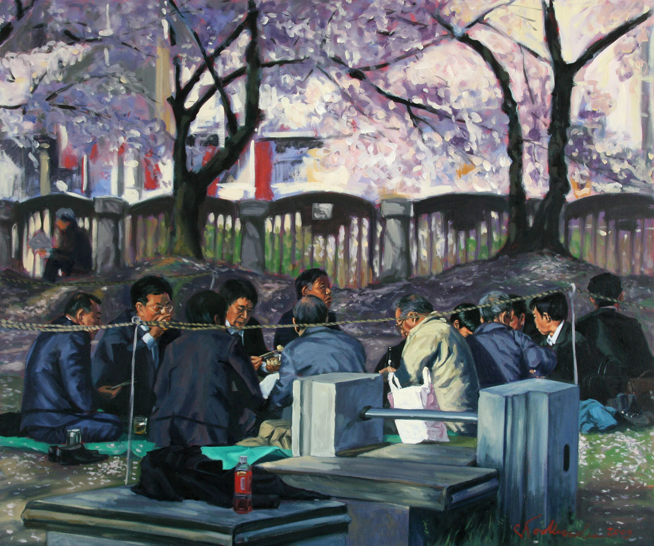 Hanami & enkai - obraz olejny na płótnie 120 x 100 cm.  /PRIVATE COLLECTION/
