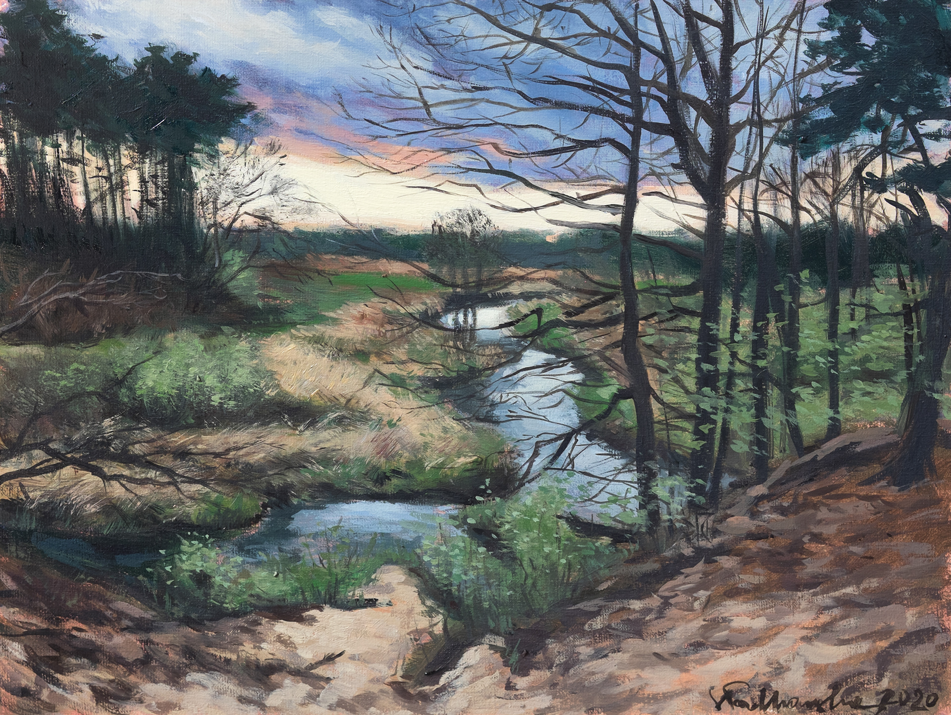 Puszcza Bolimowska, widok na rzekę Rawkę 1. - obraz olejny na płótnie 40 x 30 cm   /PRIVATE COLLECTION/