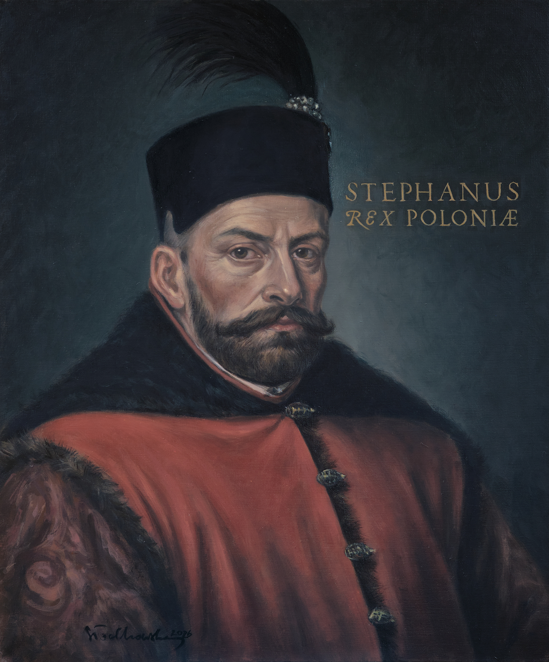 Portret Stefana Batorego - obraz olejny na płótnie 50 x 60 cm