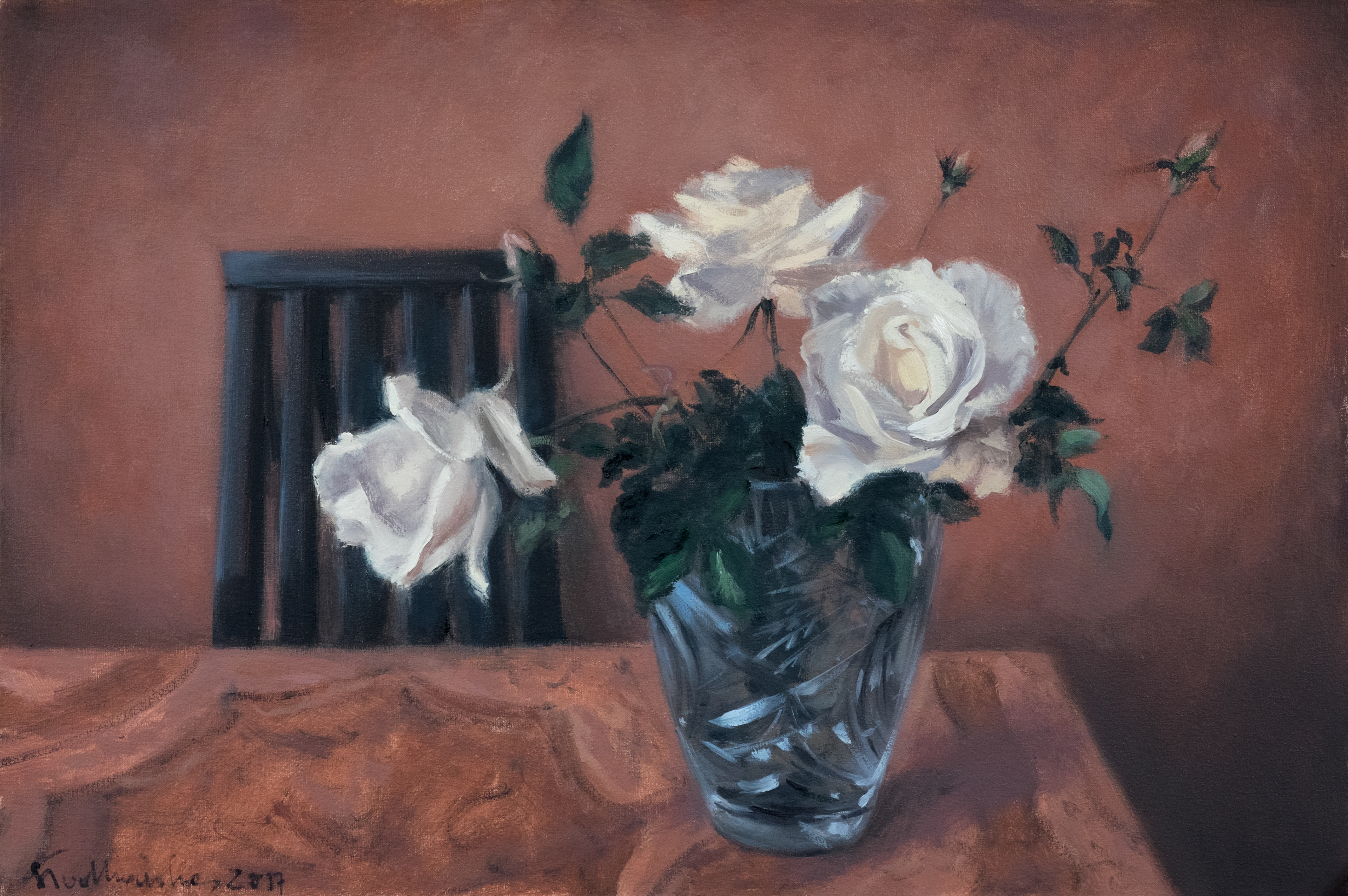 Ostatnie róże z Jankowego Ogrodu - obraz olejny na płótnie 60 x 40 cm   /PRIVATE COLLECTION/