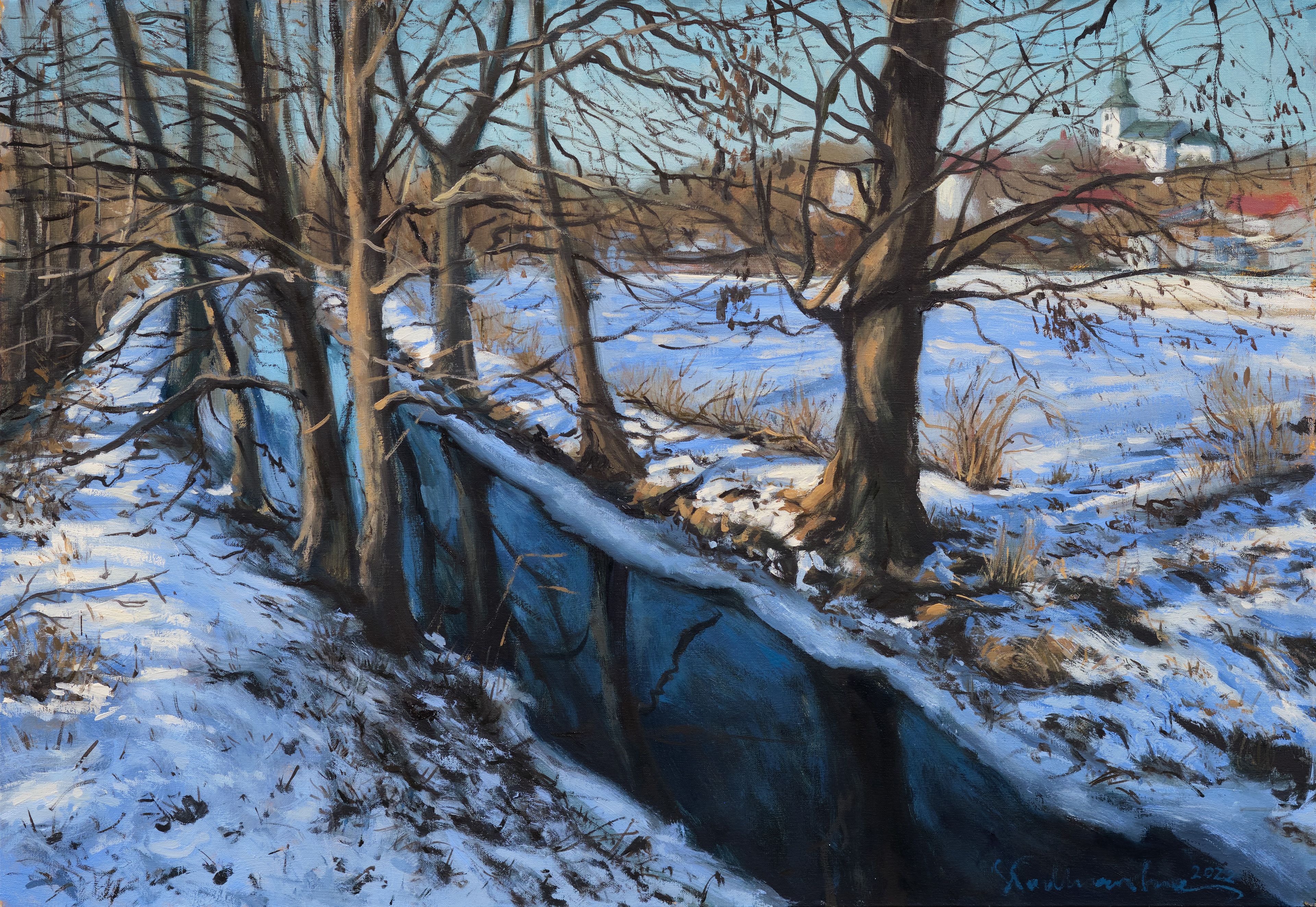 Zima w Lipsku. – obraz olejny na płótnie 55 x 38 cm   /PRIVATE COLLECTION/