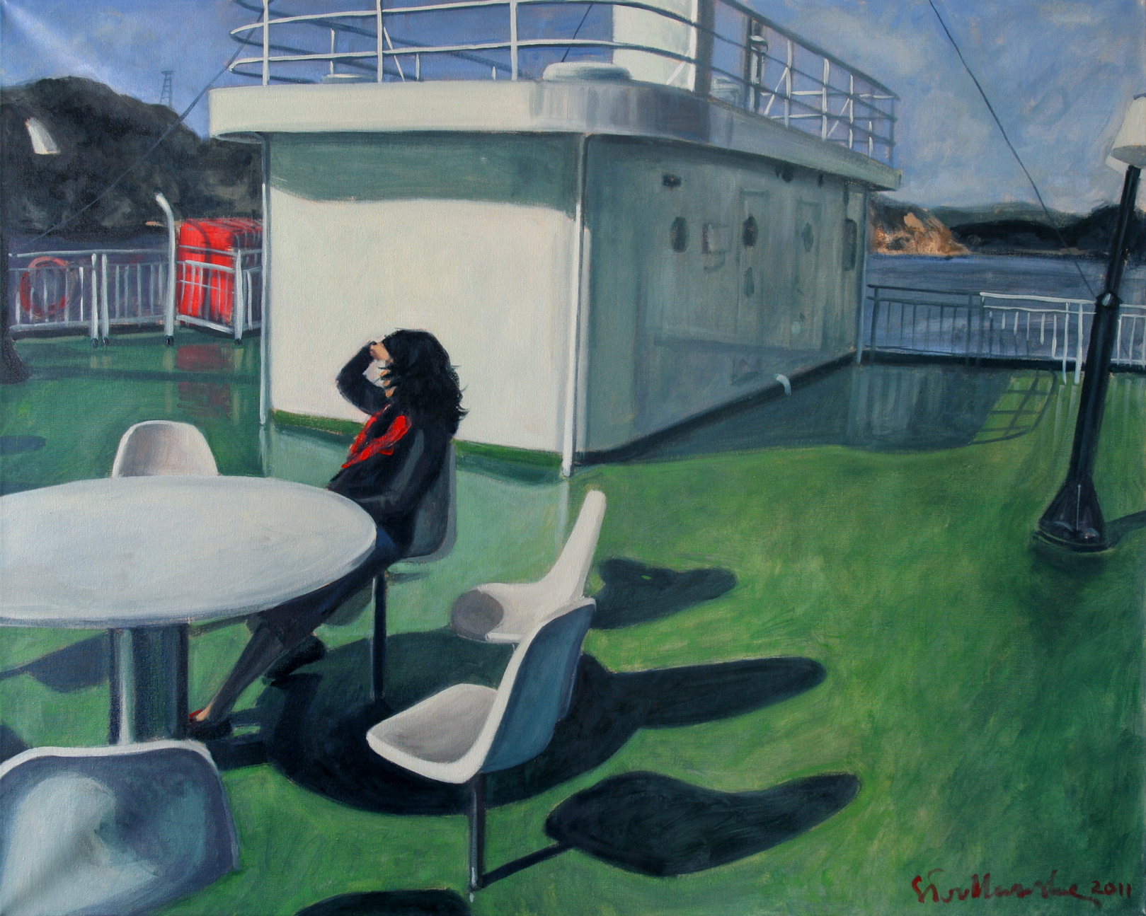Ferry to Nao-shima - obraz olejny na płótnie 100 x 73 cm
