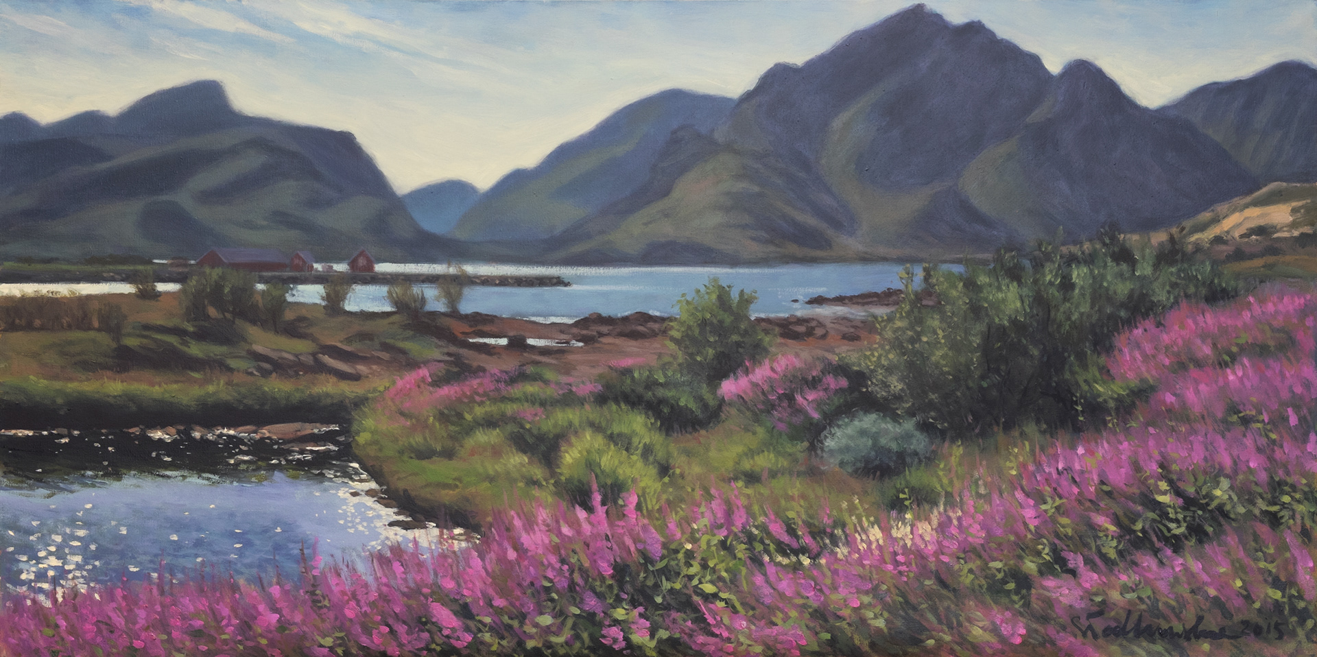 Somewhere in Lofoten - obraz olejny na płótnie 100 x 50 cm