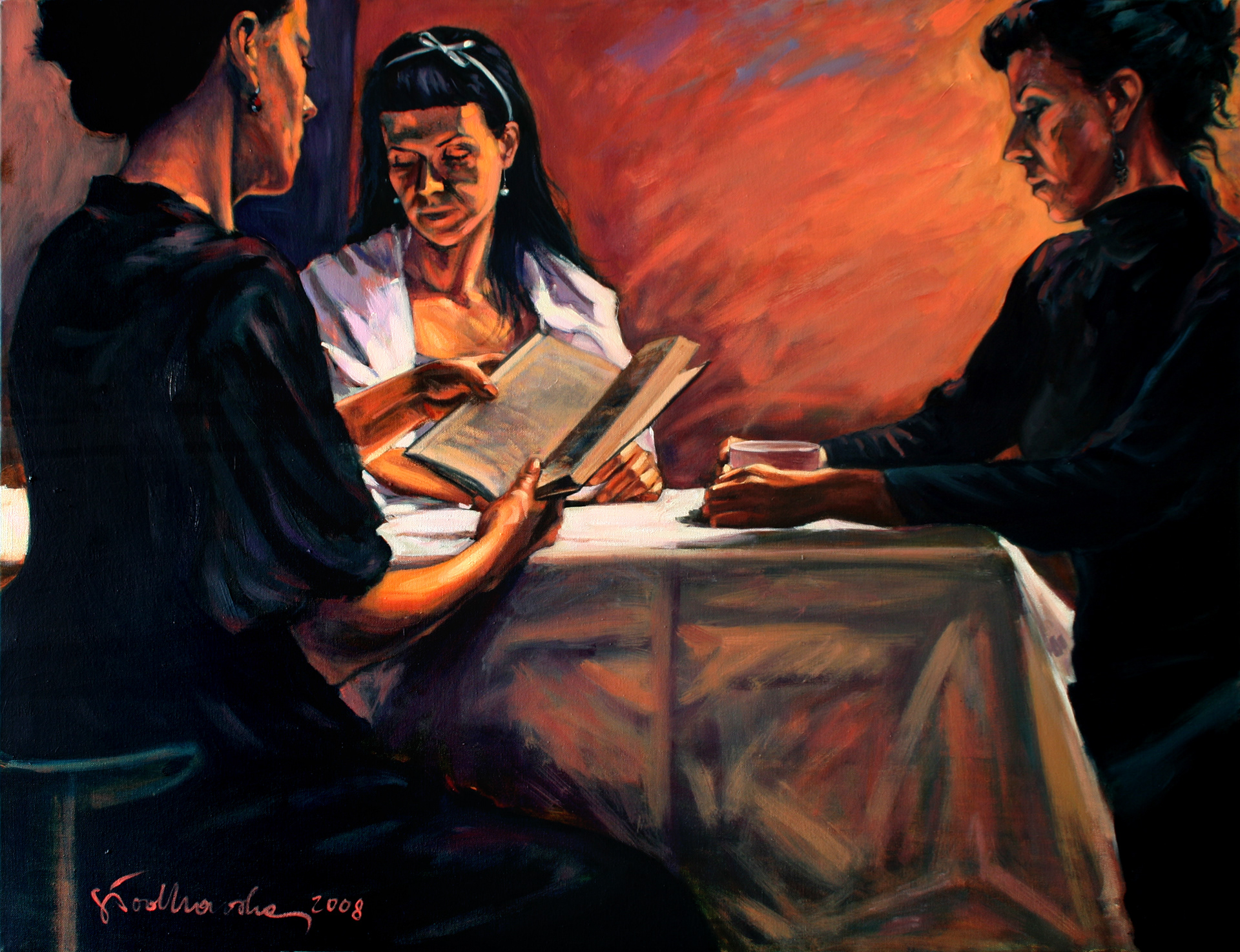 Trzy siostry - obraz olejny na płótnie 116 x 89 cm