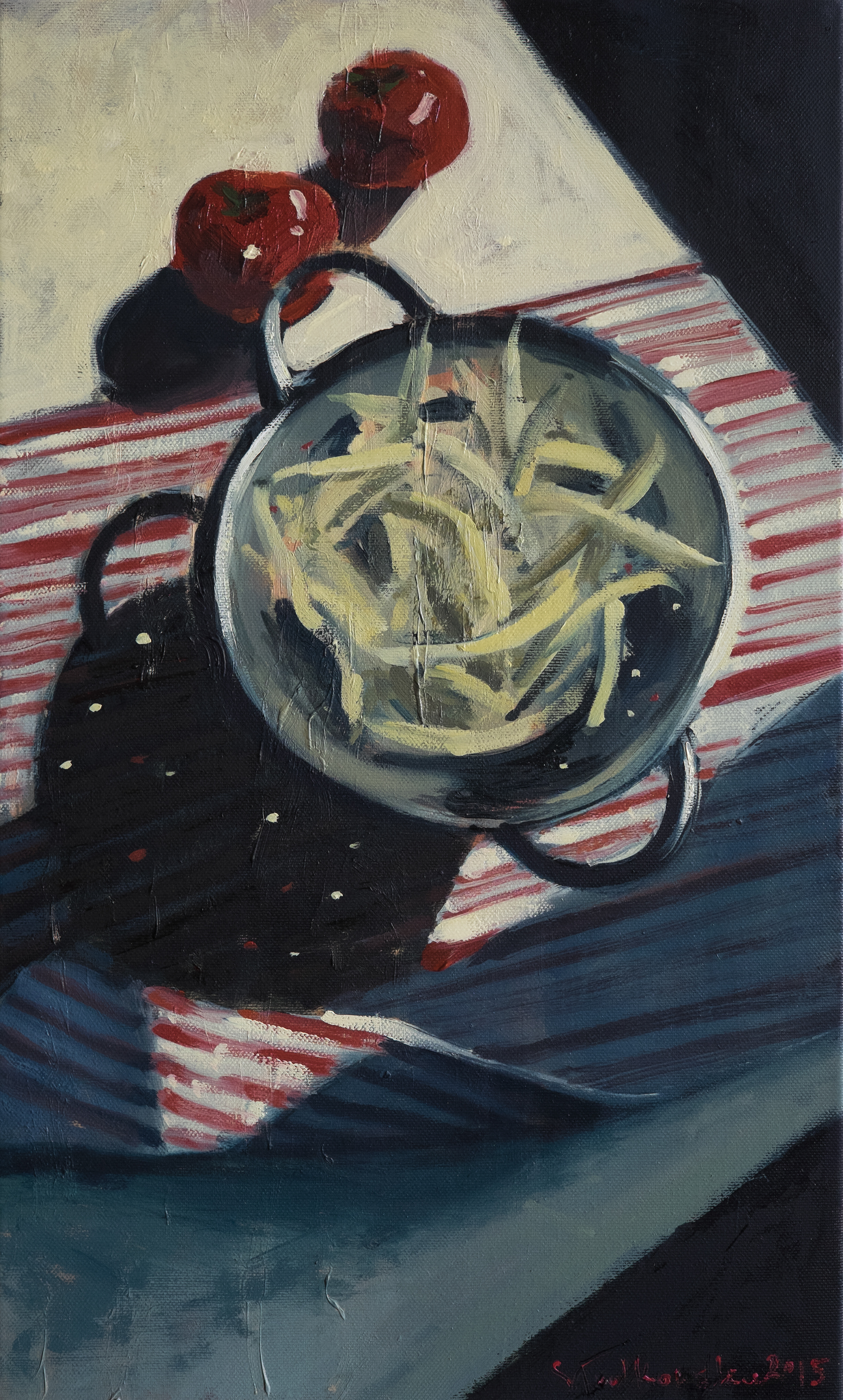 In the kitchen - obraz olejny na płótnie 30 x 50 cm