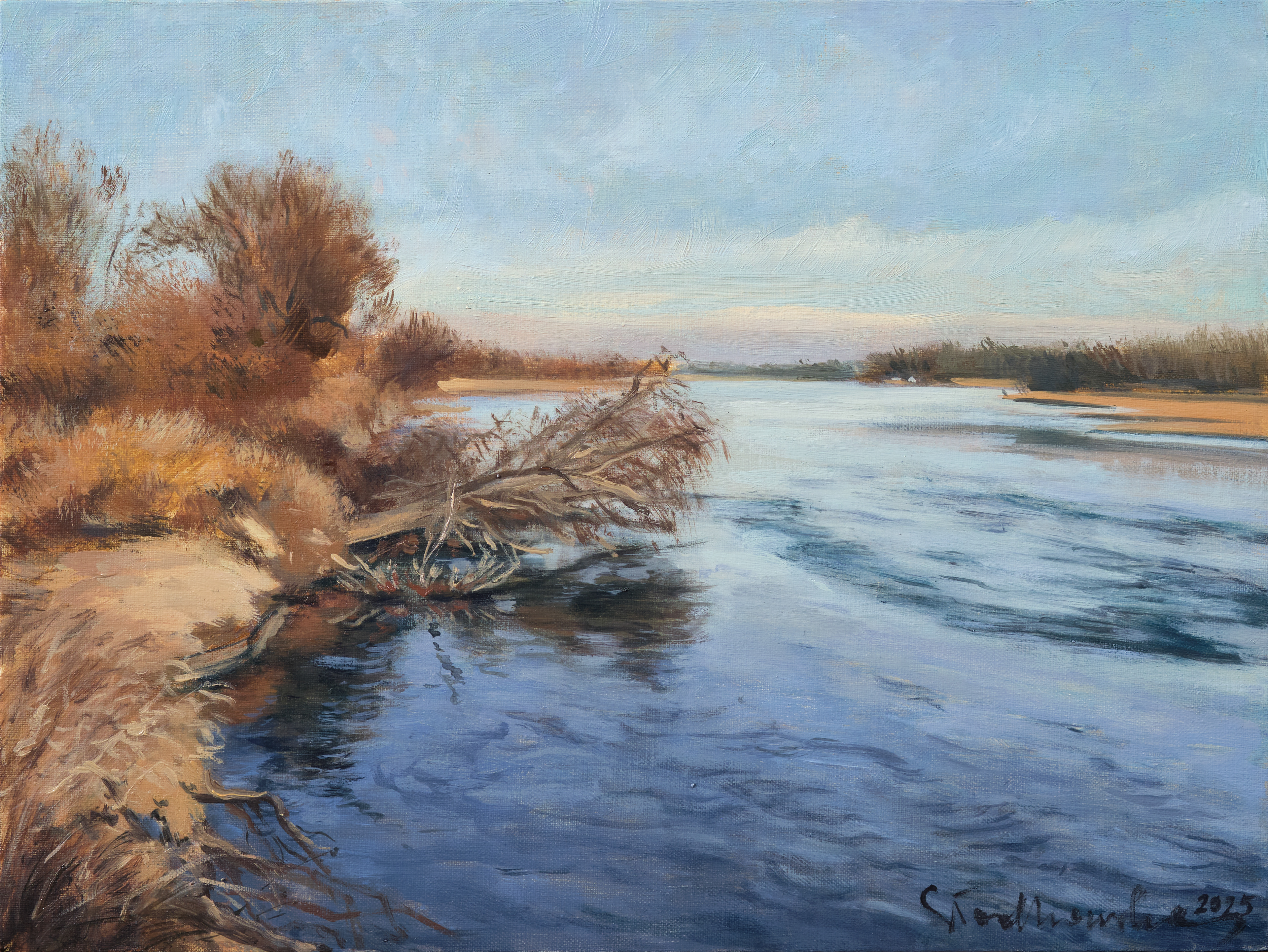 Jesień nad Wisłą. Okolice Gassów 1 - obraz olejny na płótnie 30 x 40 cm