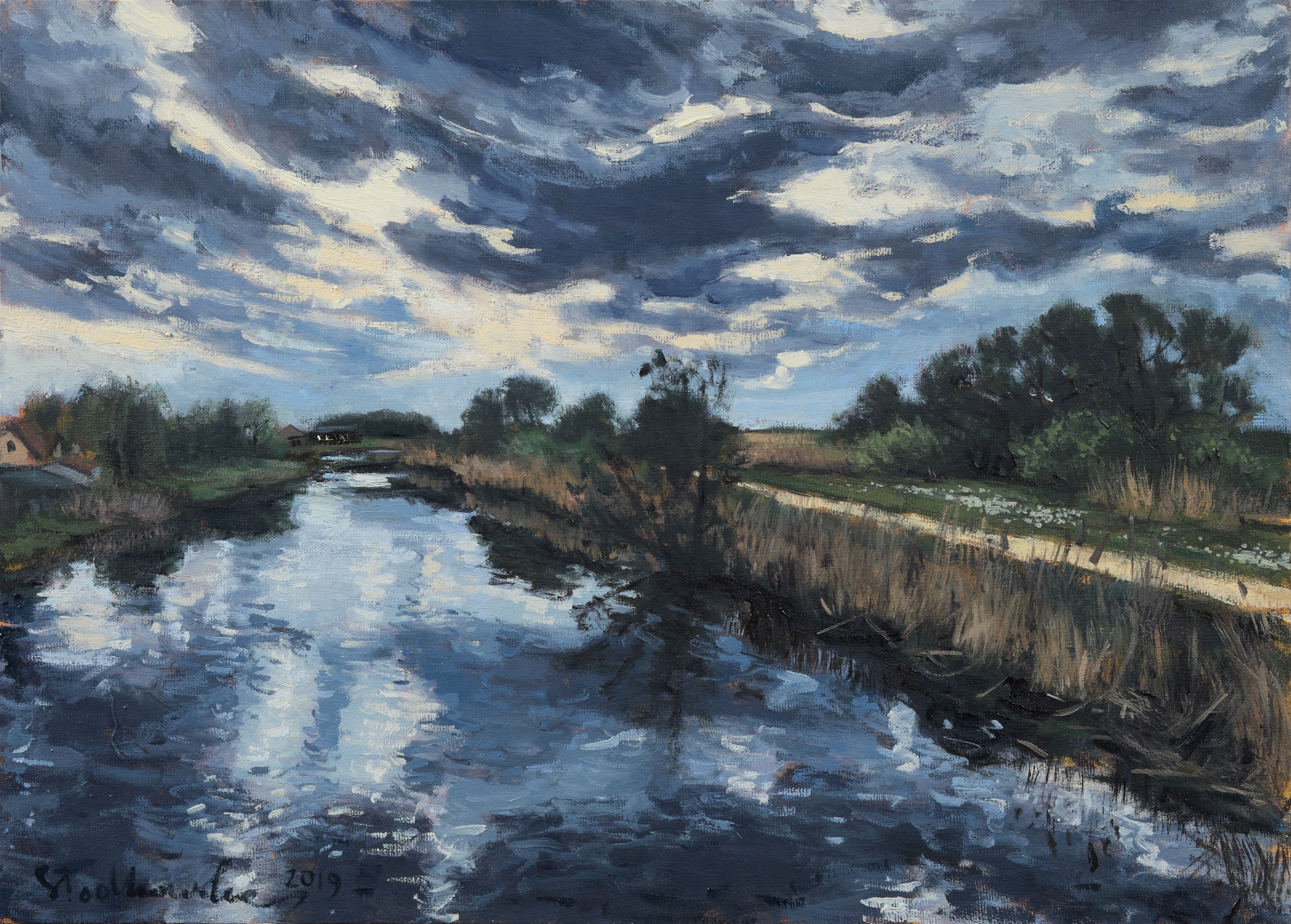 Narew. Na moście w Tykocinie. - obraz olejny na płótnie 46 x 33 cm   /PRIVATE COLLECTION/