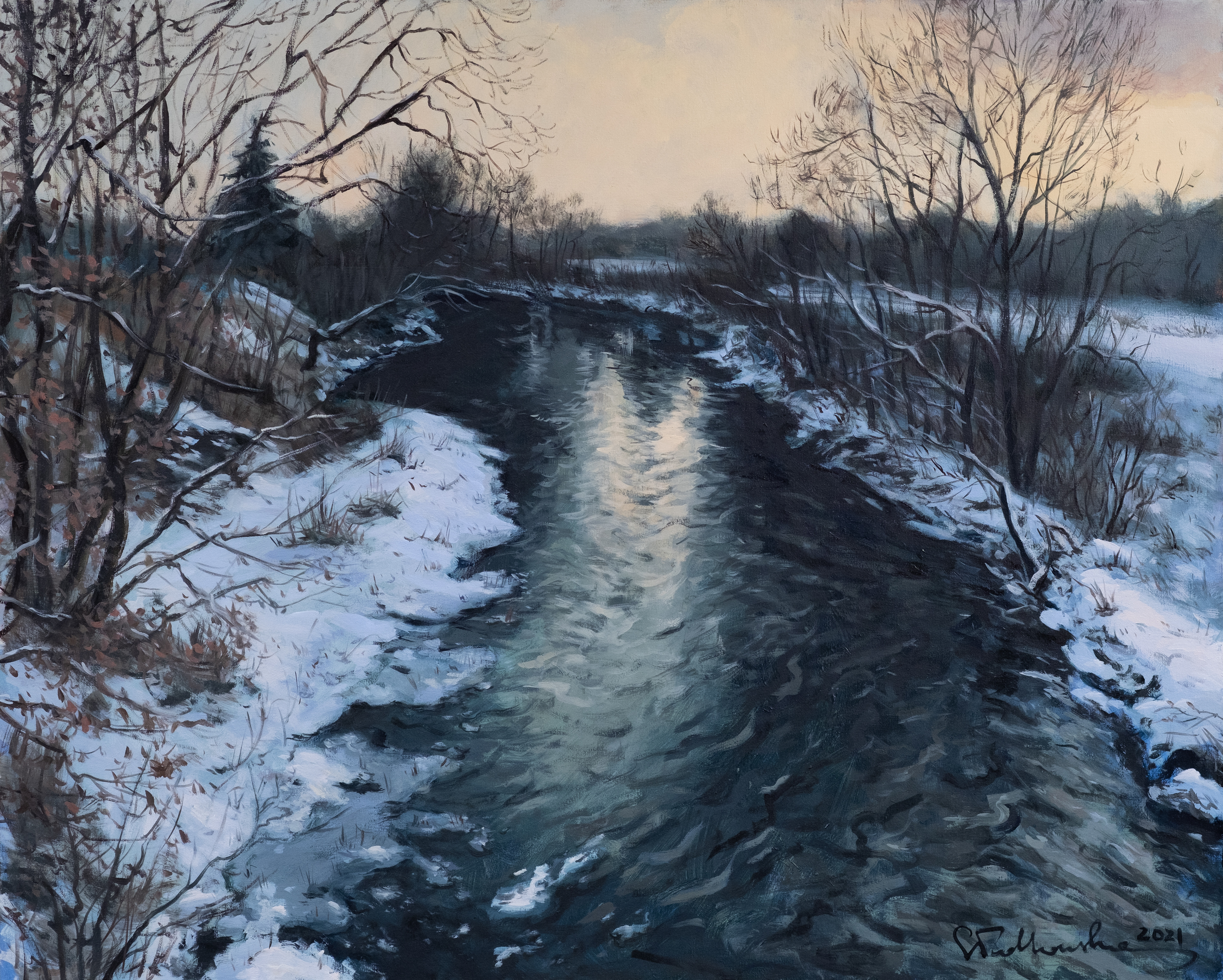 Okolice Kunowa, świętokrzyskie. - obraz olejny na płótnie 81 x 65 cm