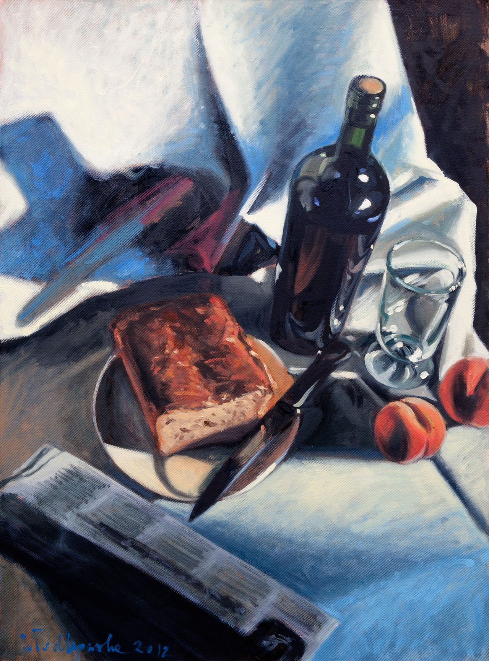 Still life with peaches 2 - obraz olejny na płótnie 53 x 74 cm   /PRIVATE COLLECTION/