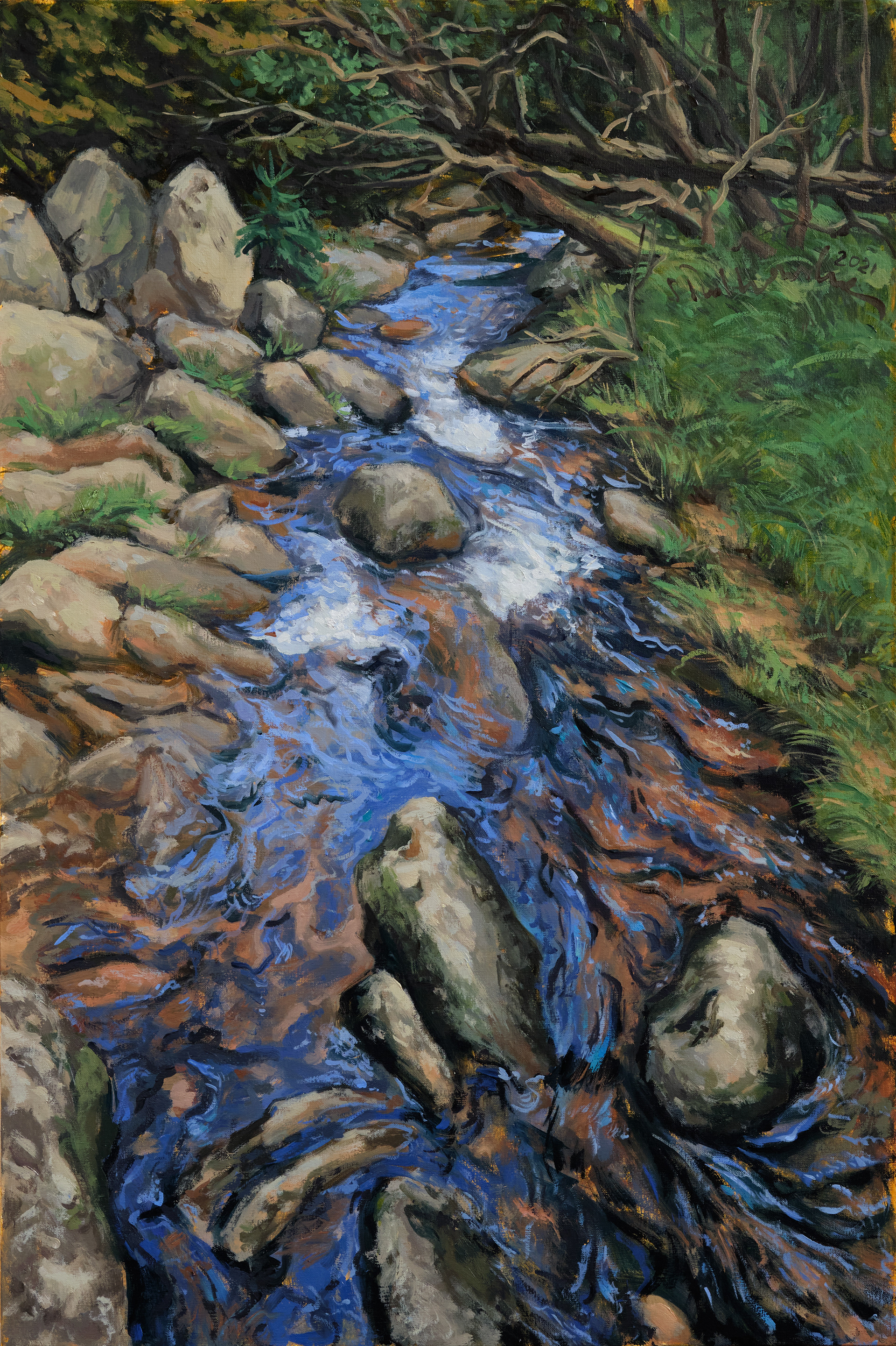 Górski potok. – obraz olejny na płótnie 40 x 60 cm