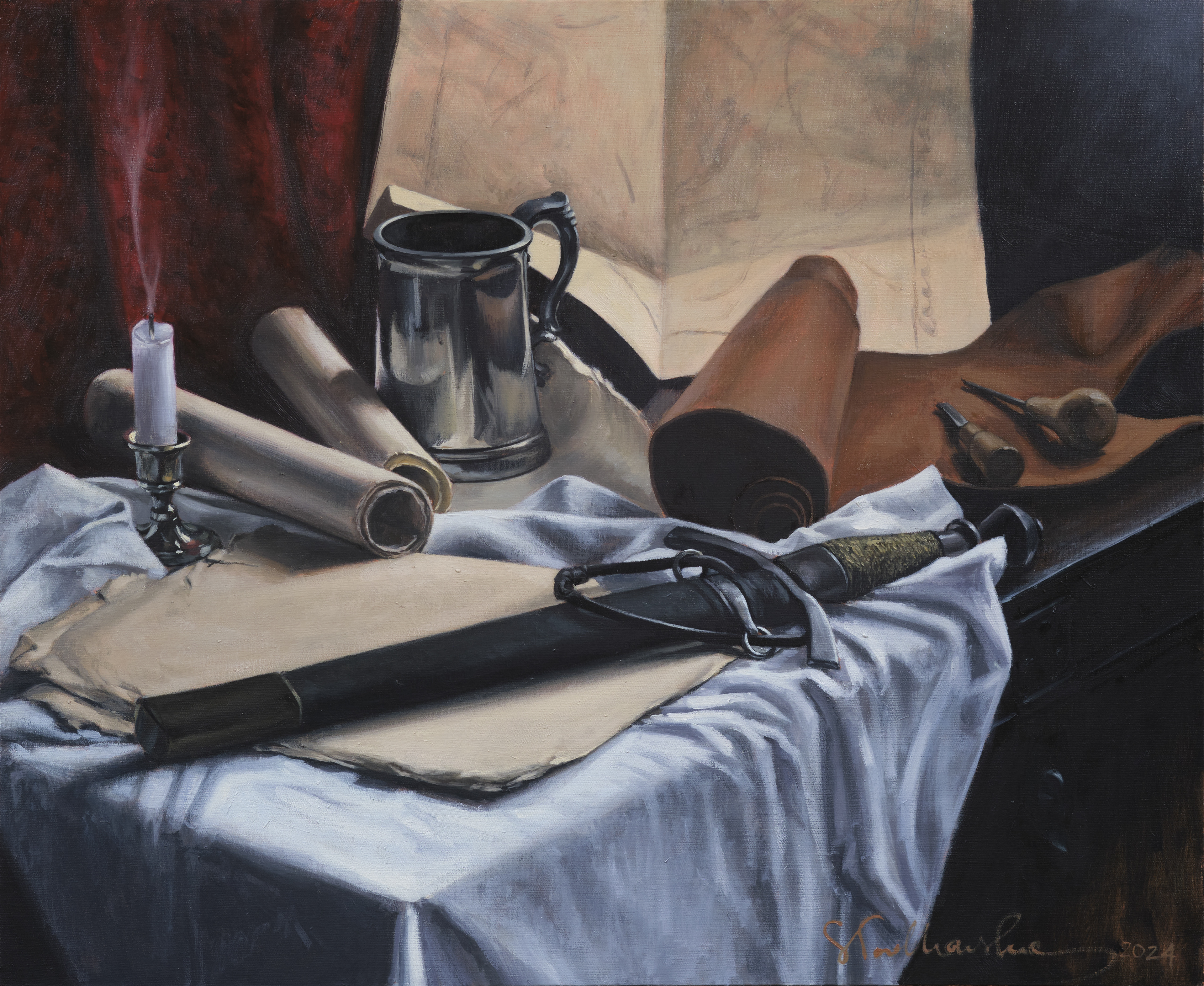 Aż do świtu... - obraz olejny na płótnie 61 x 50 cm