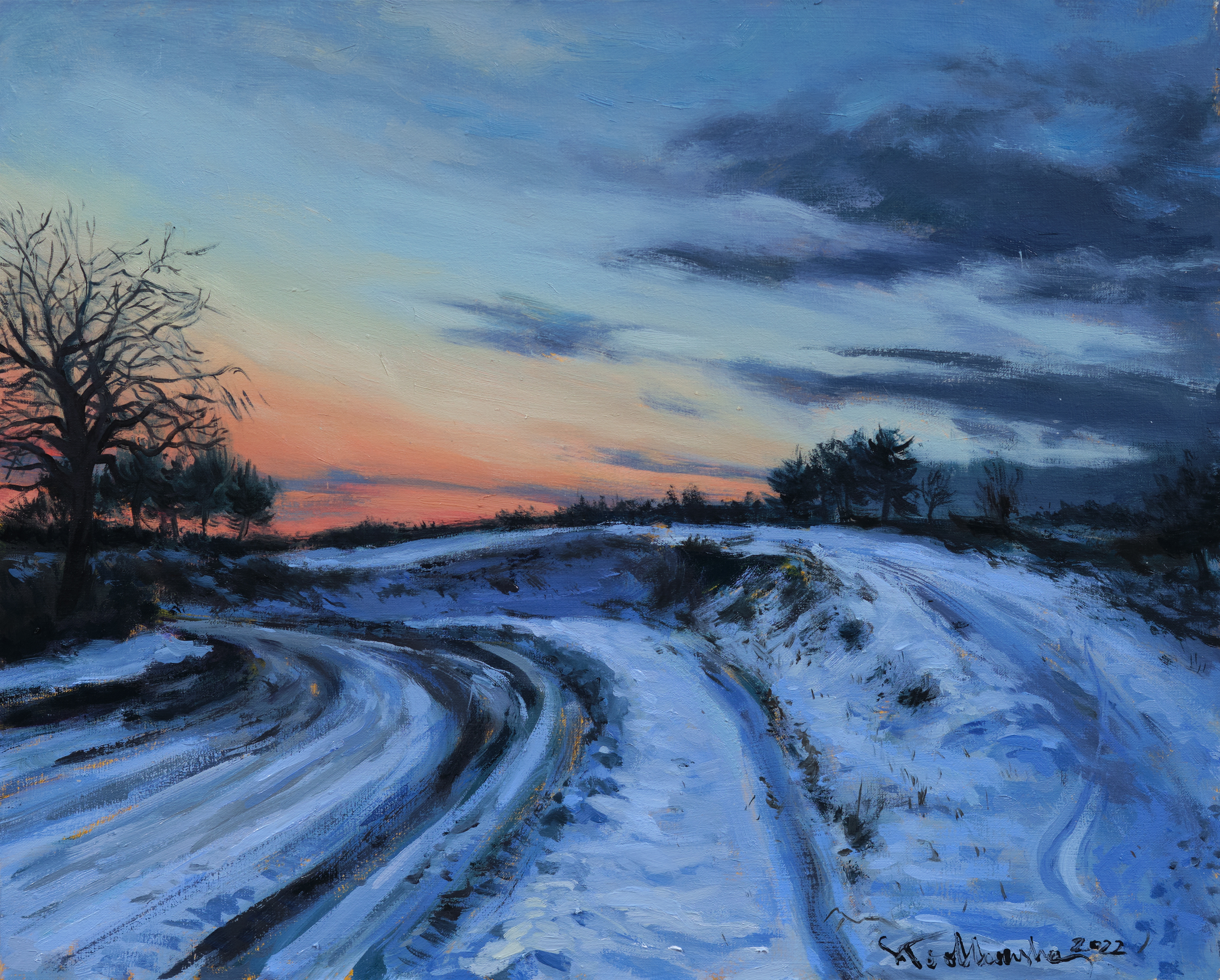 Na zakręcie, świętokrzyskie. – obraz olejny na płótnie 41 x 33 cm   /PRIVATE COLLECTION/