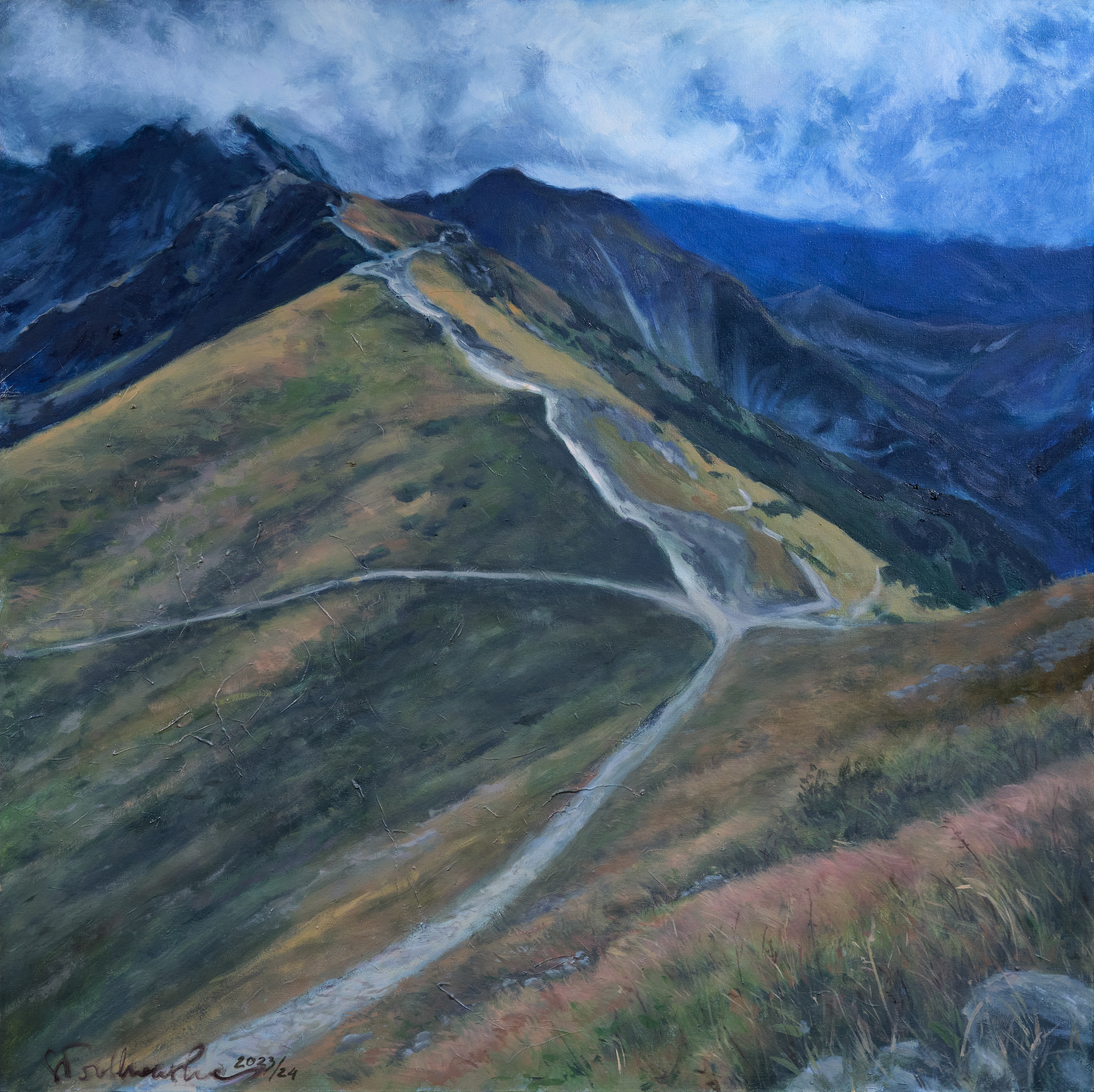 Widok z Kasprowego Wierchu. – obraz olejny na płótnie 80 x 80 cm