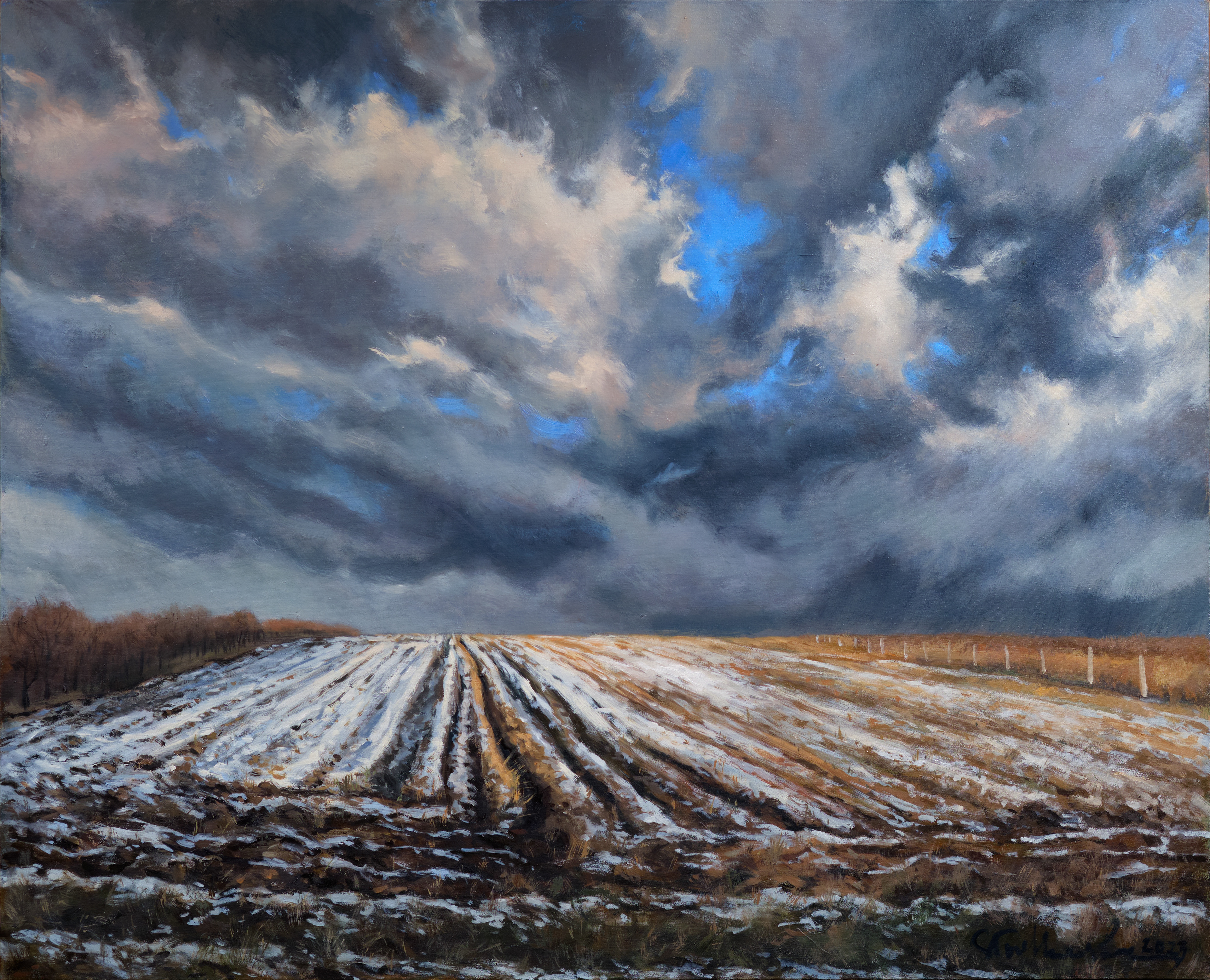 Niebo nad polami 2.0. – obraz olejny na płótnie 100 x 81 cm