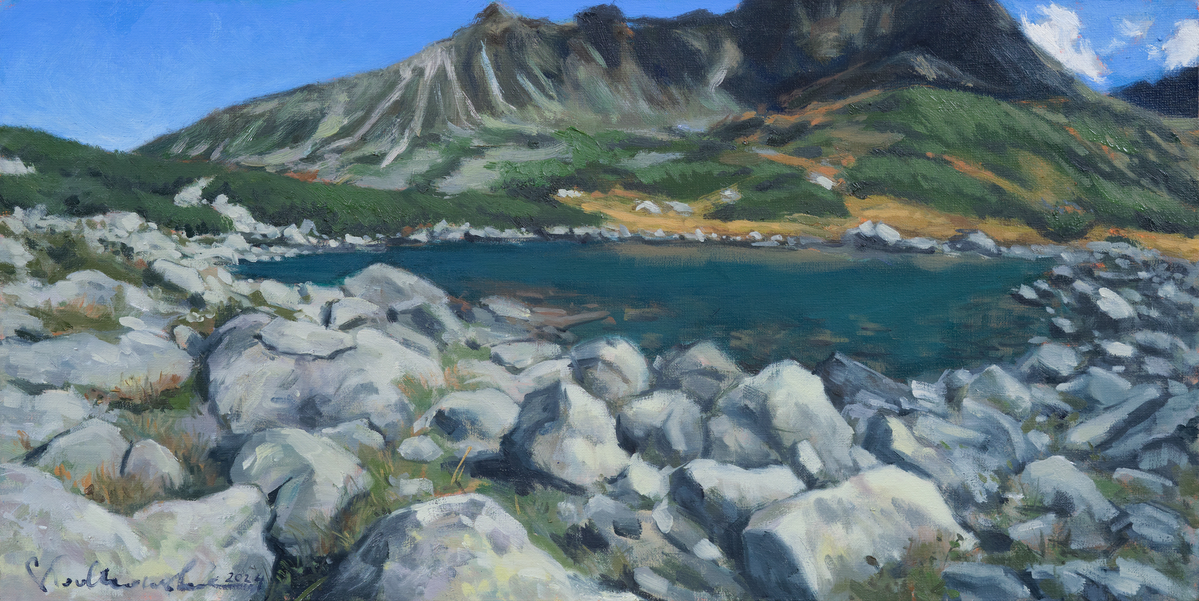 W Dolinie Pięciu Stawów 2. – obraz olejny na płótnie 60 x 30 cm