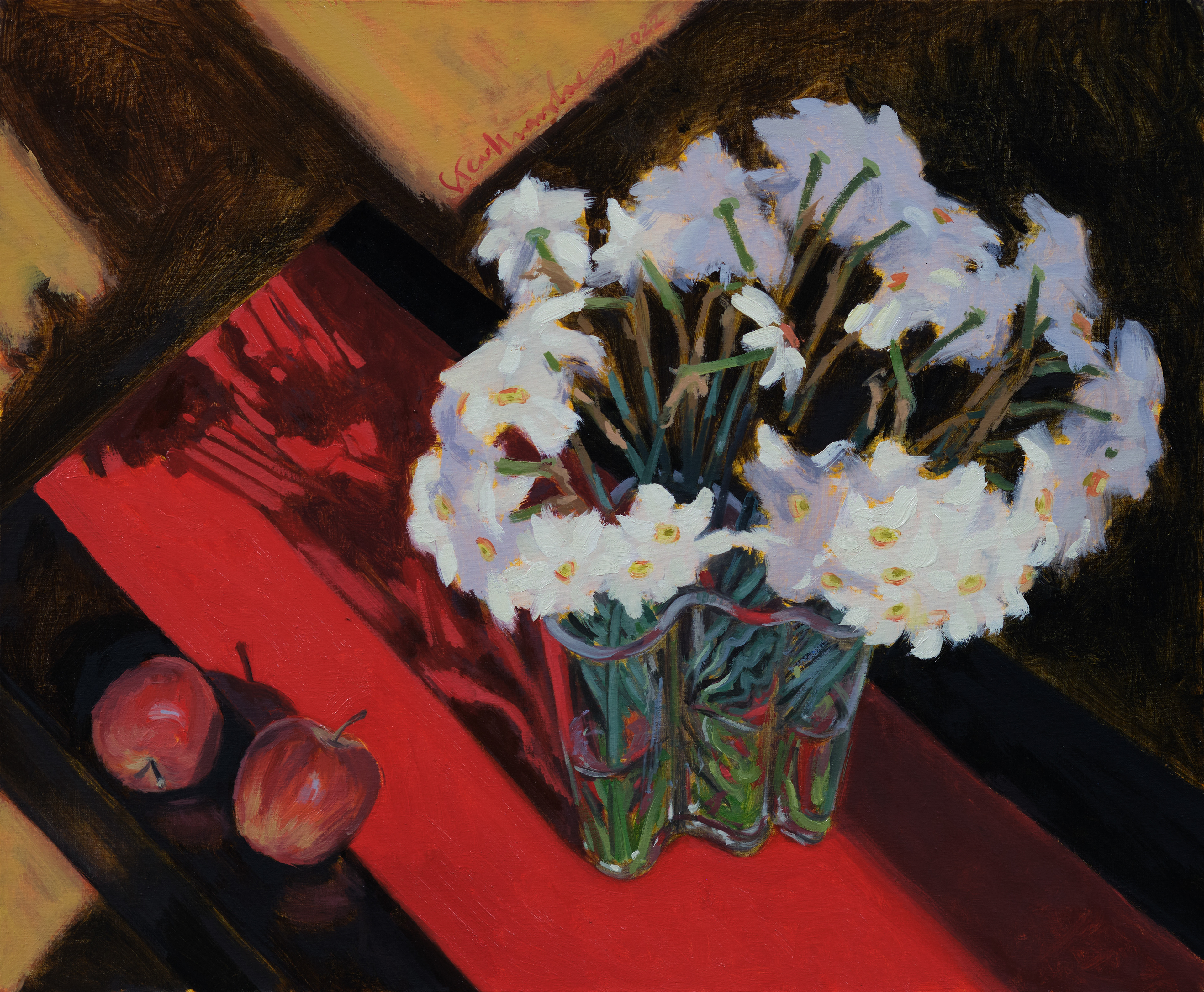 Narcyzy – obraz olejny na płótnie 460 x 38 cm