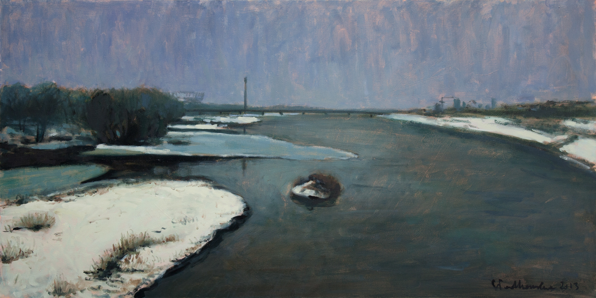 Wisła, Warszawa 1 - obraz olejny na płótnie 100 x 50 cm   /PRIVATE COLLECTION/