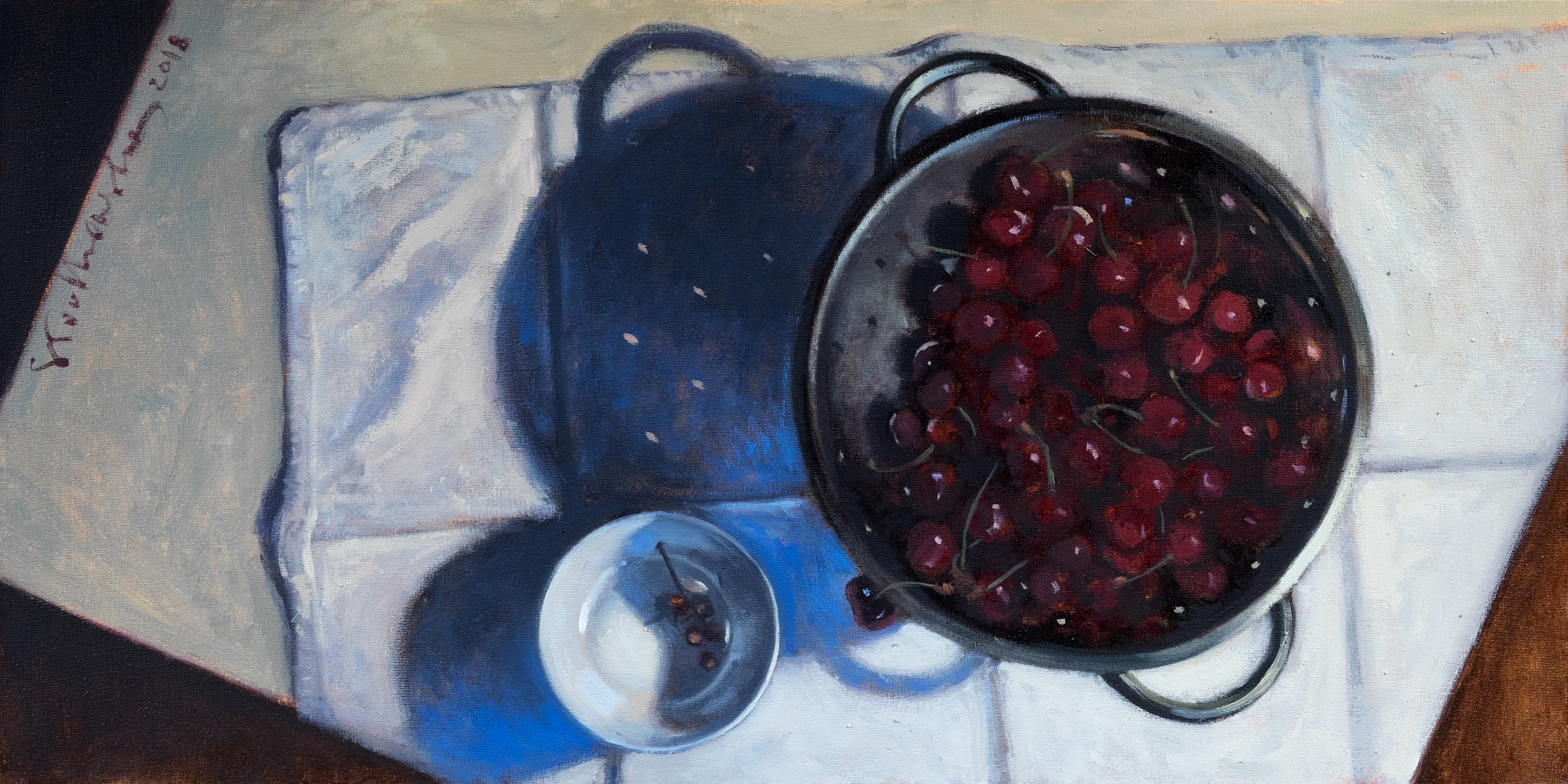 Sezon na czereśnie - obraz olejny na płótnie 60 x 30 cm   /PRIVATE COLLECTION/