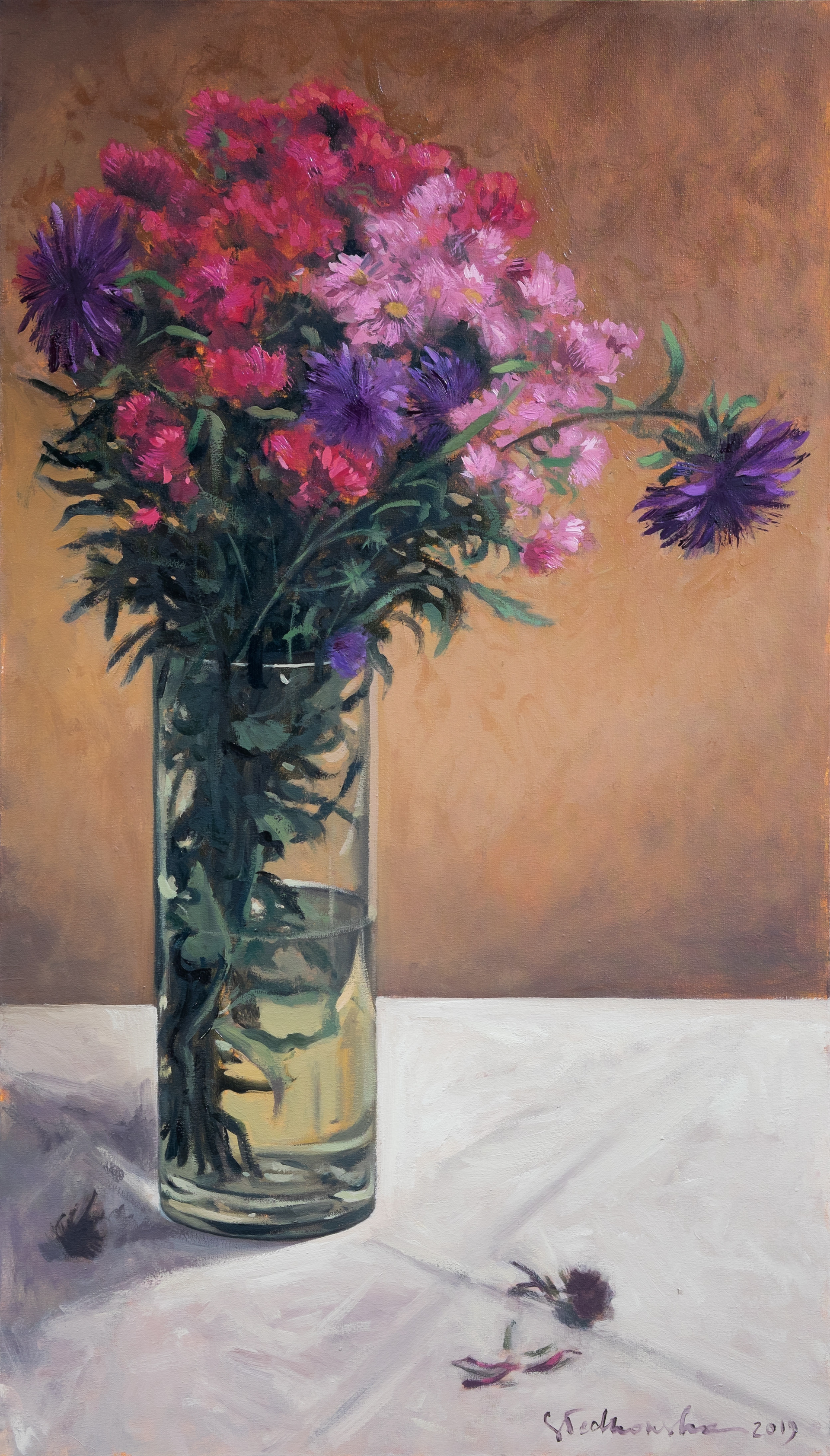 Jesienne astry - obraz olejny na płótnie 40 x 70 cm  /PRIVATE COLLECTION/