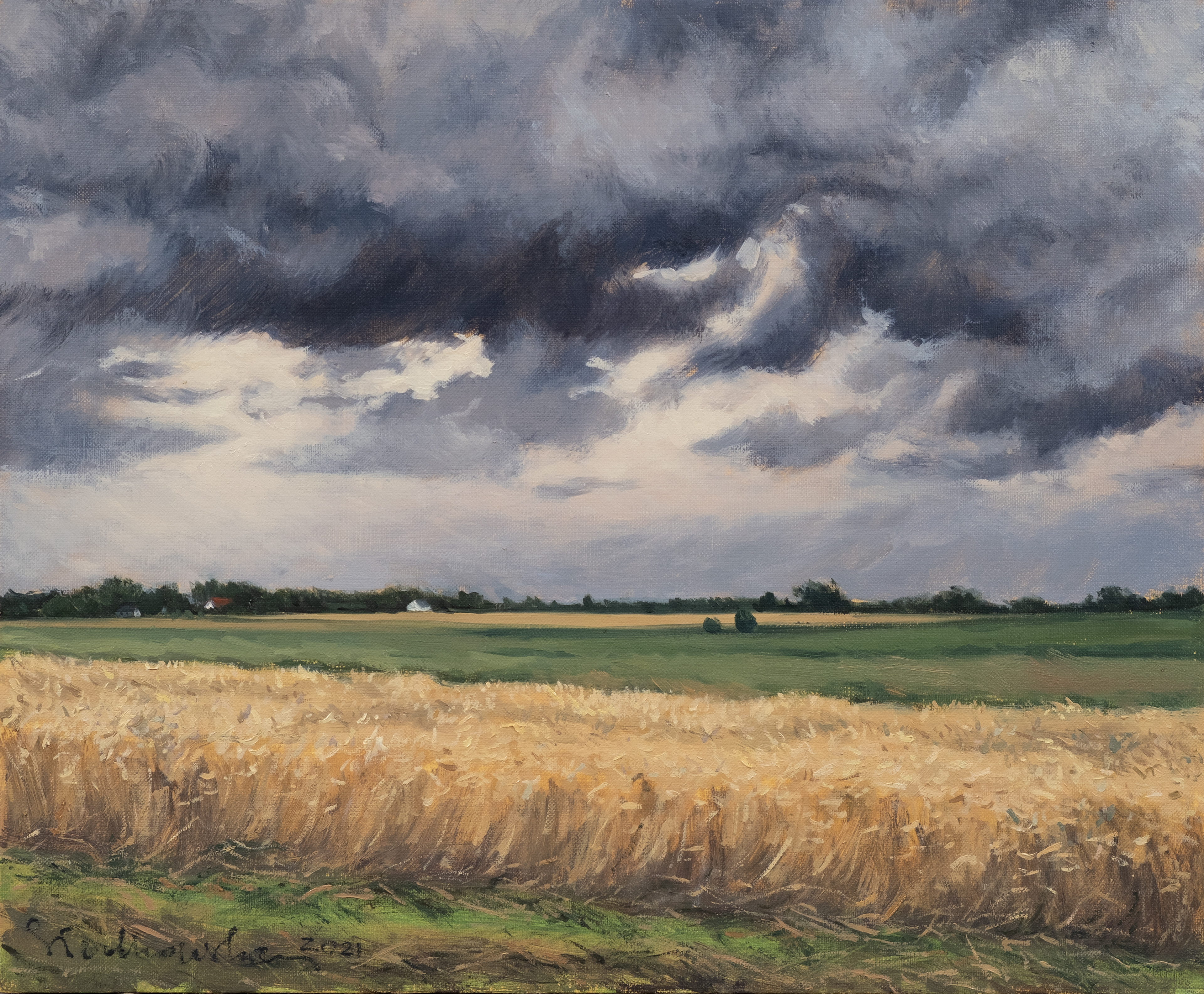 Zanosi się na deszcz. – obraz olejny na płótnie 46 x 38 cm