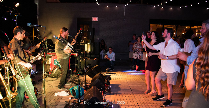 Private party at Old Dominick's Distillery rooftop 