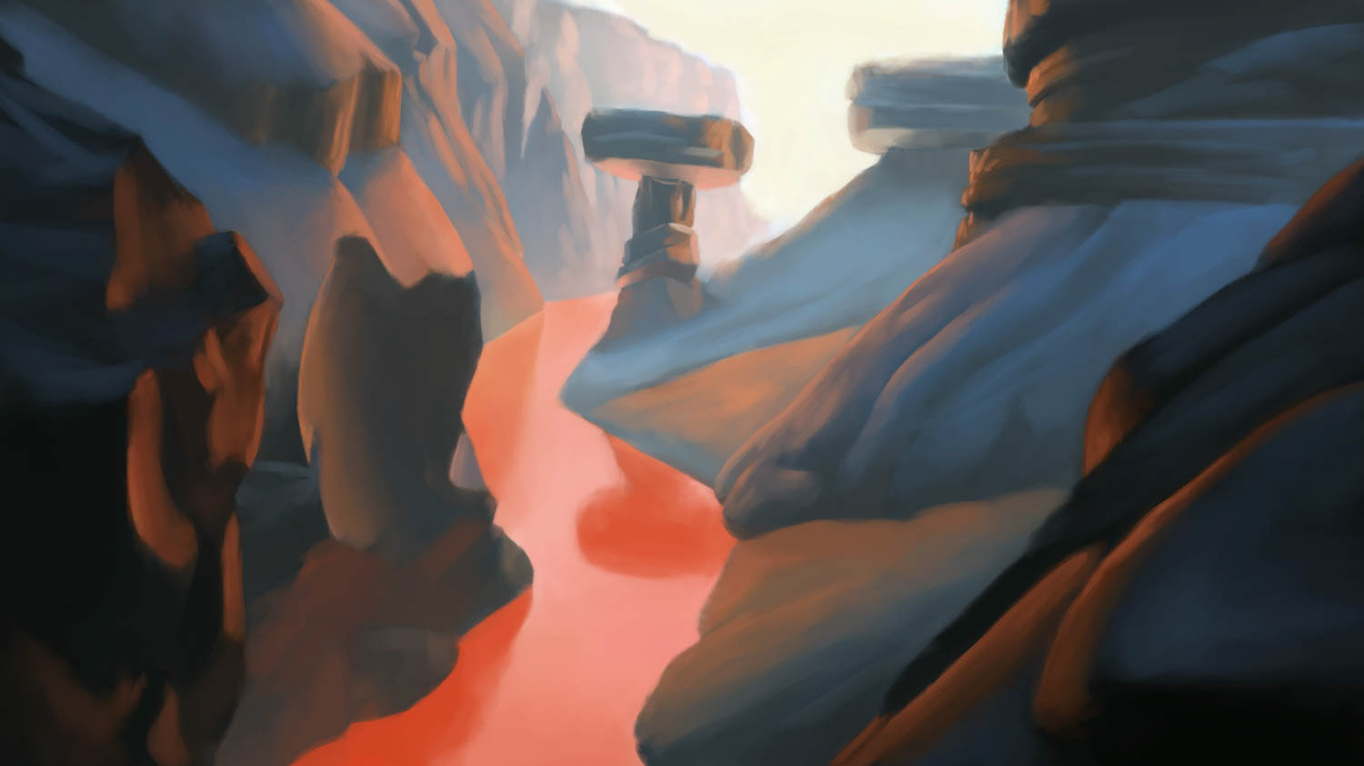 Roter Fluss Landschaftsillustration