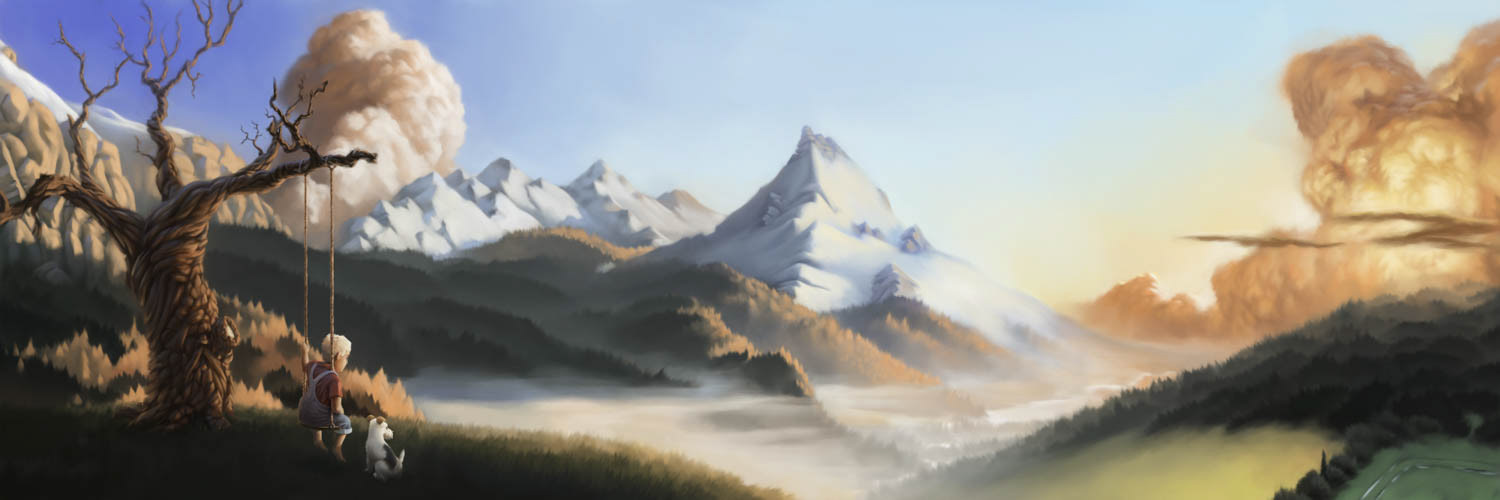 Sonnenuntergang in den Bergen Illustration