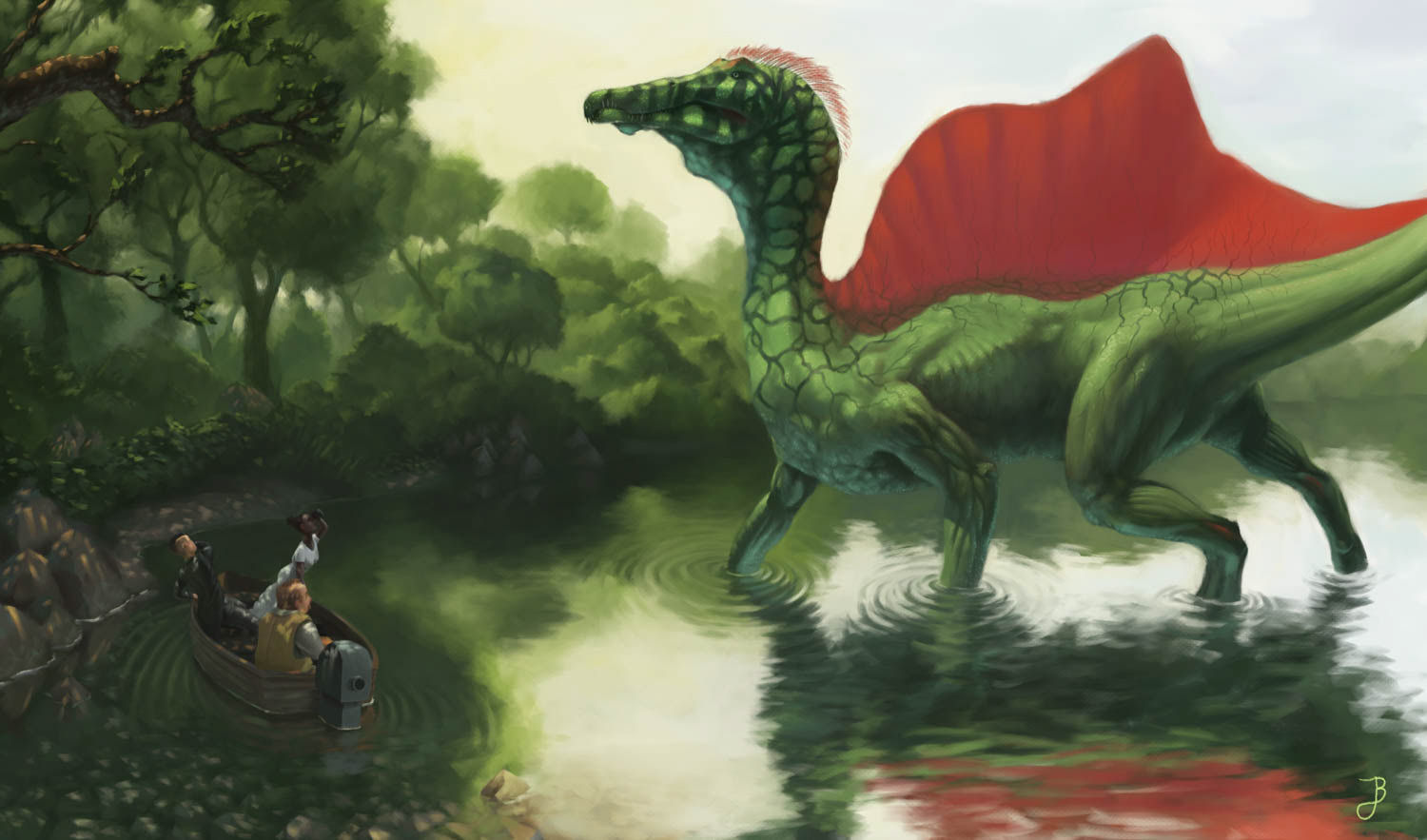 Begegnung mit einem Spinosaurus Illustration