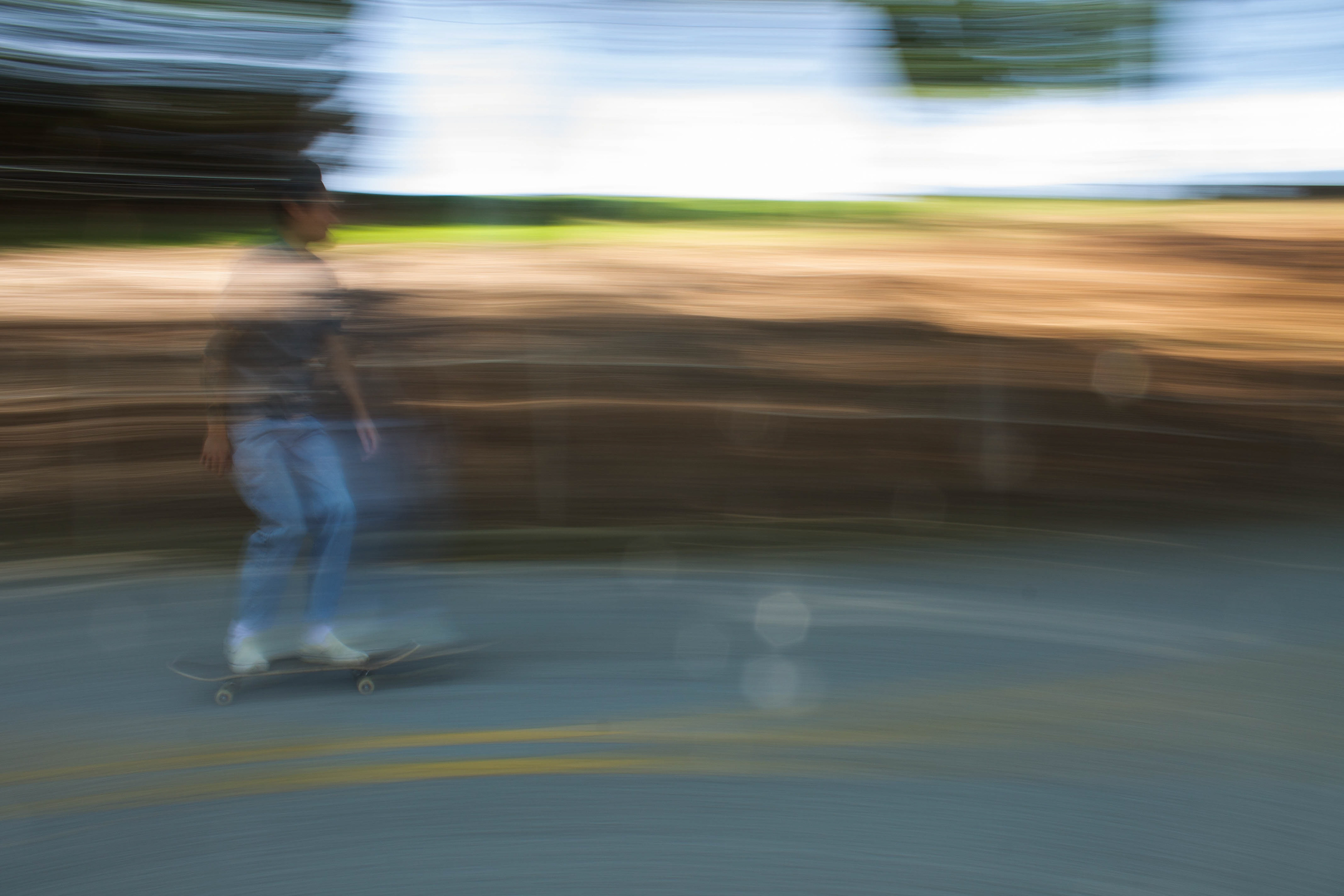 panning shot with motion blur, utilizing low shutter speed