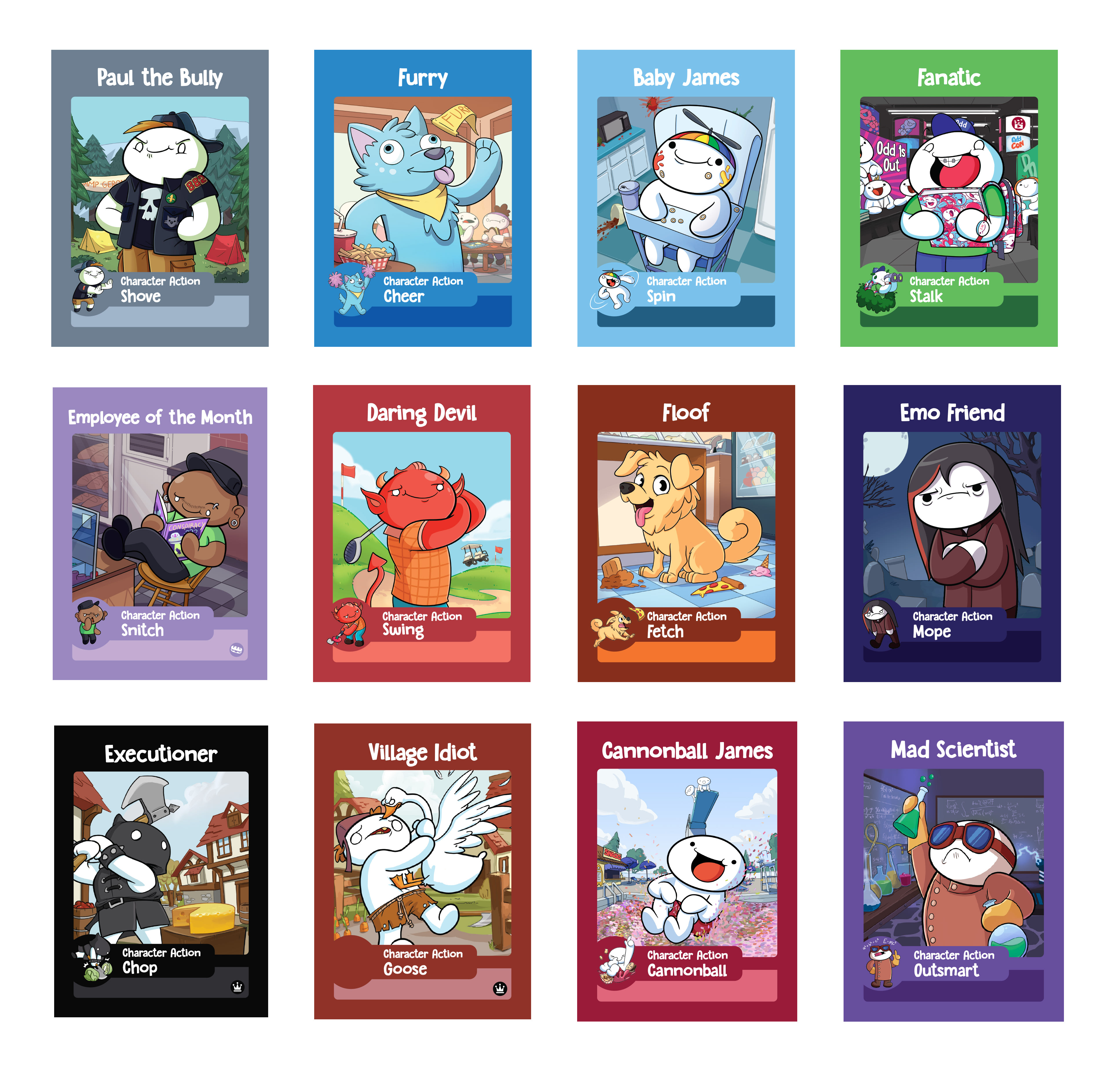Illustrated all of these character cards