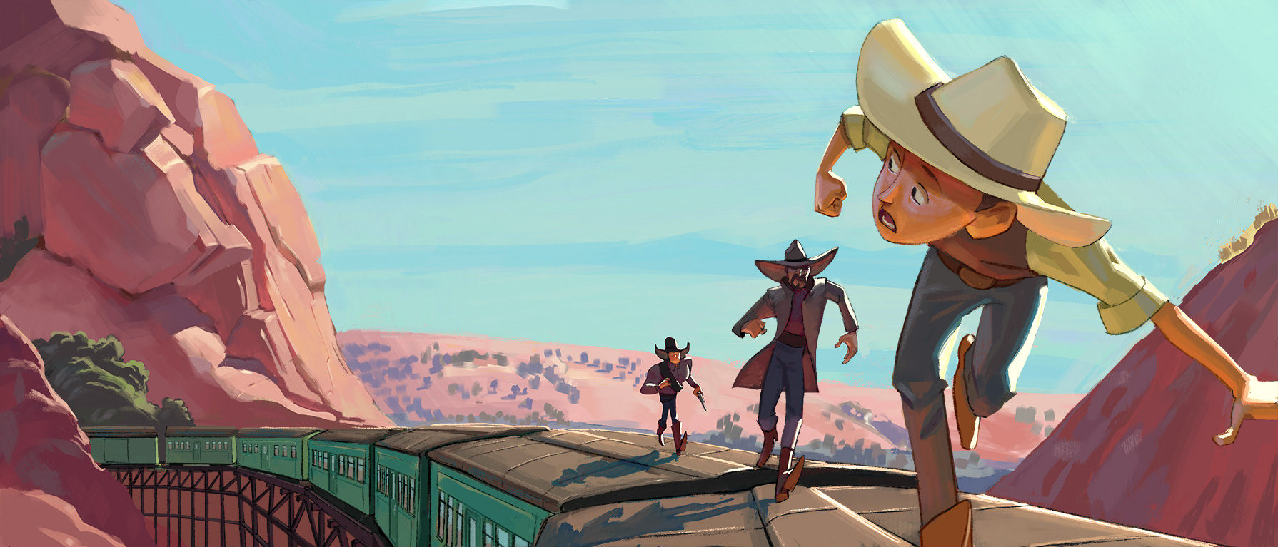 Train Chase Moment painting