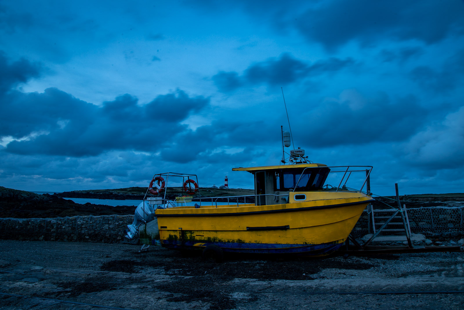 12th Oct at 07.04: The Yellow Boat at the Blue Hour