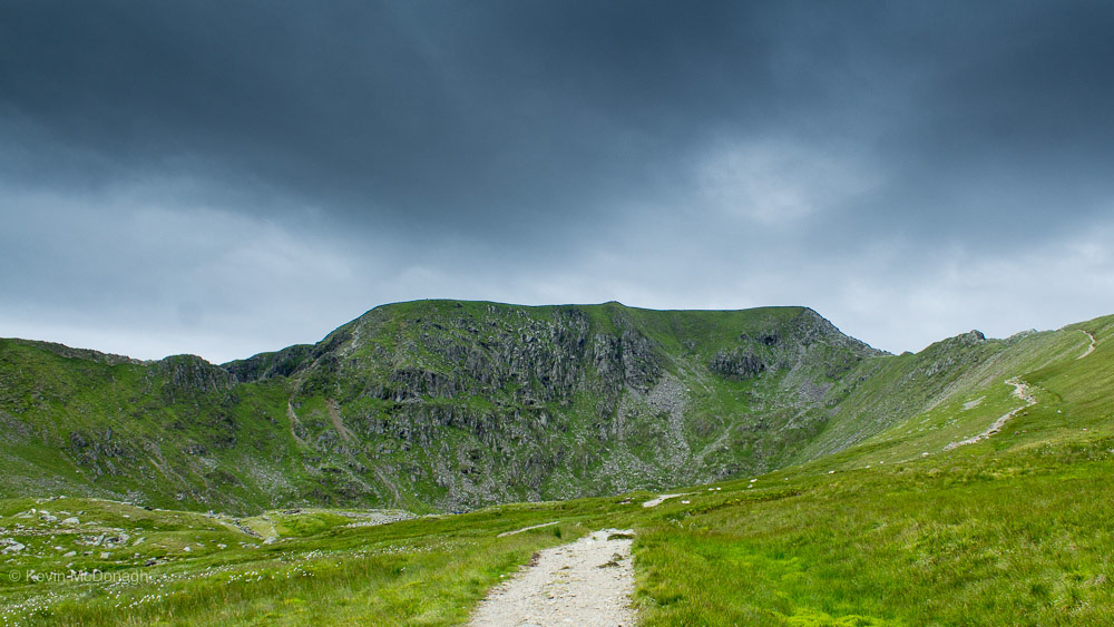 July 2016: Helvellyn with Striding edge (left) and Swirral Edge (right)