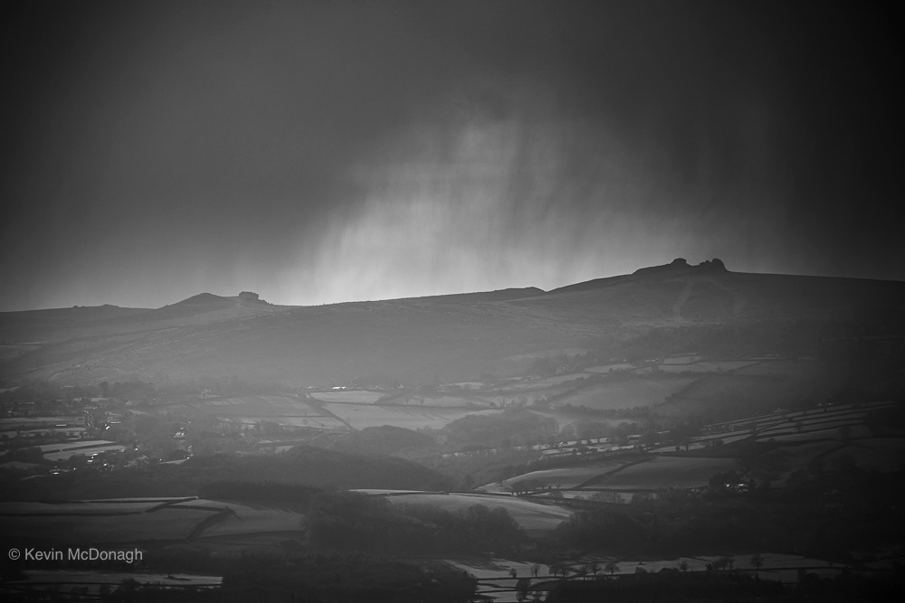 Rain over Haytor from 16 kms away in Teignmouth