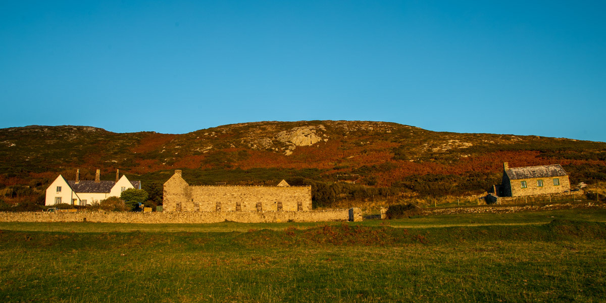 15th Oct: The Observatory and Mynnedd Enlli in the light of the setting sun