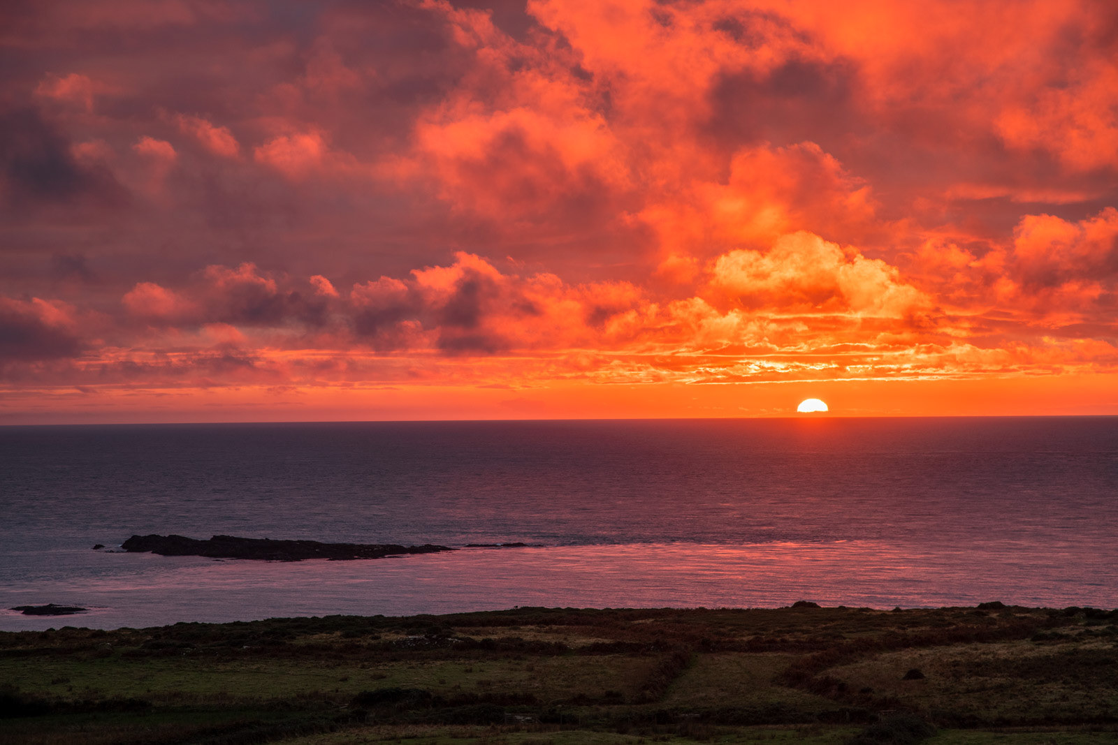 9th Oct: Sunset on my first night on Bardsey - paradise!