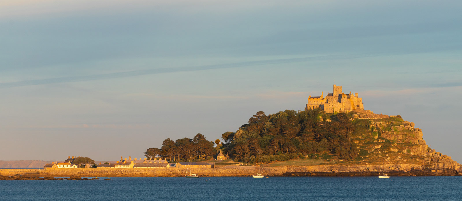 13 July 22: Golden sunset light bathing St Michael's Mount, Cornwall