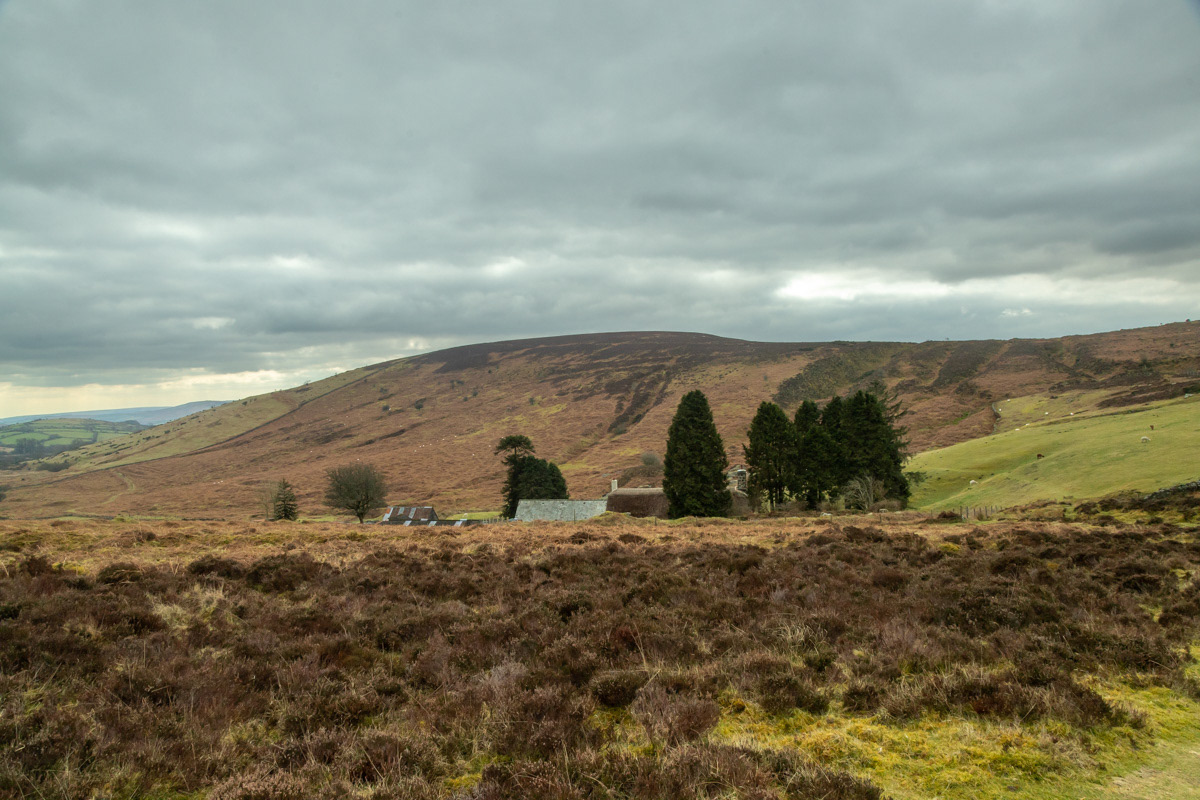 Headland Farm with the Challacombe valley off to the left.