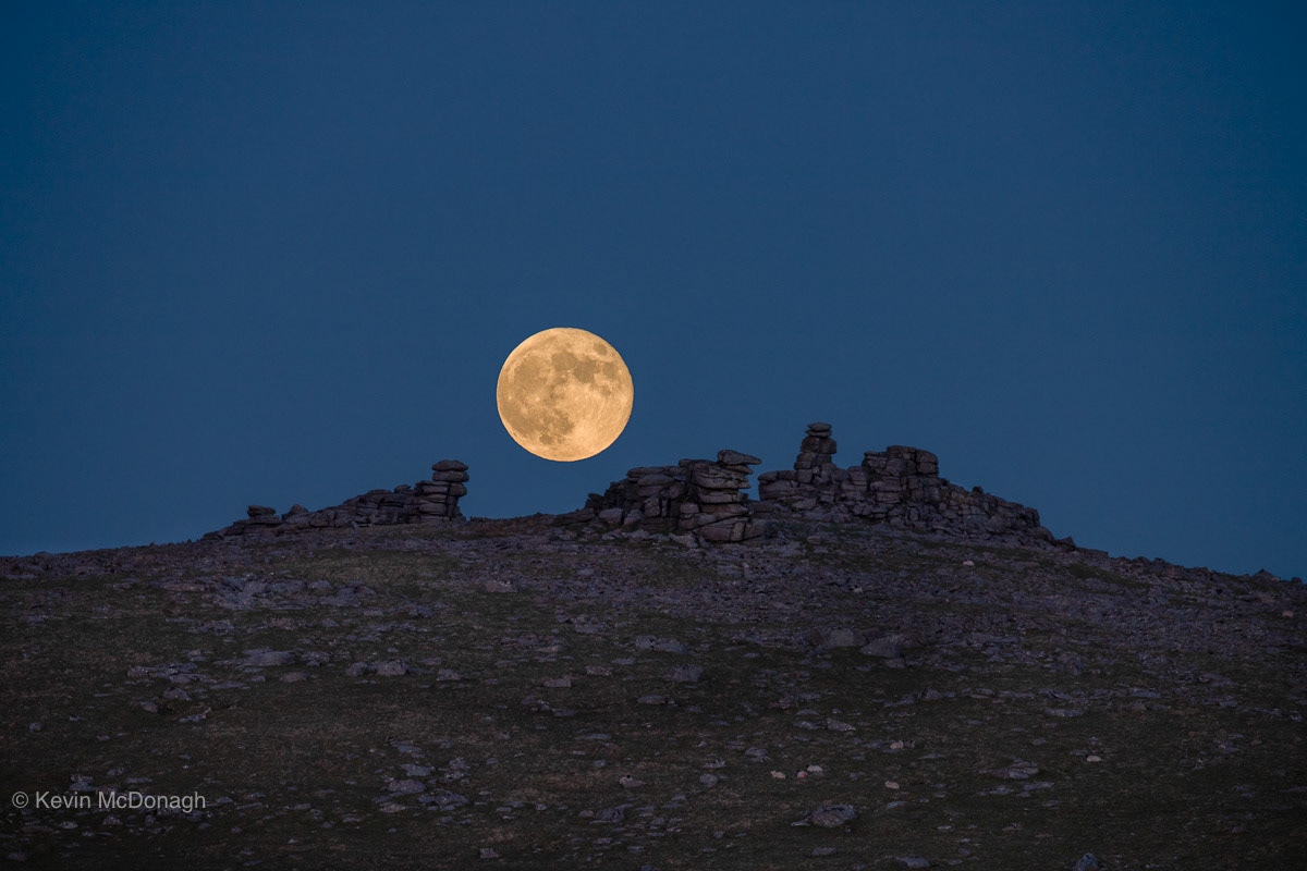 26 May: The Supermoon (Also the flower Moon) rising over Great Staple Tor, Dartmoor