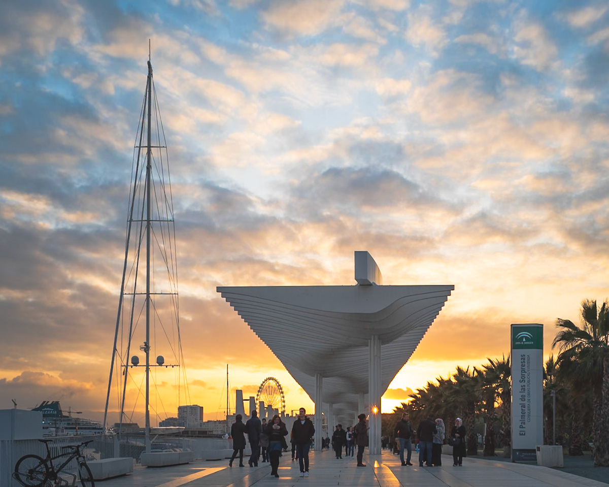 Promenade of the Port of Malaga, Spain