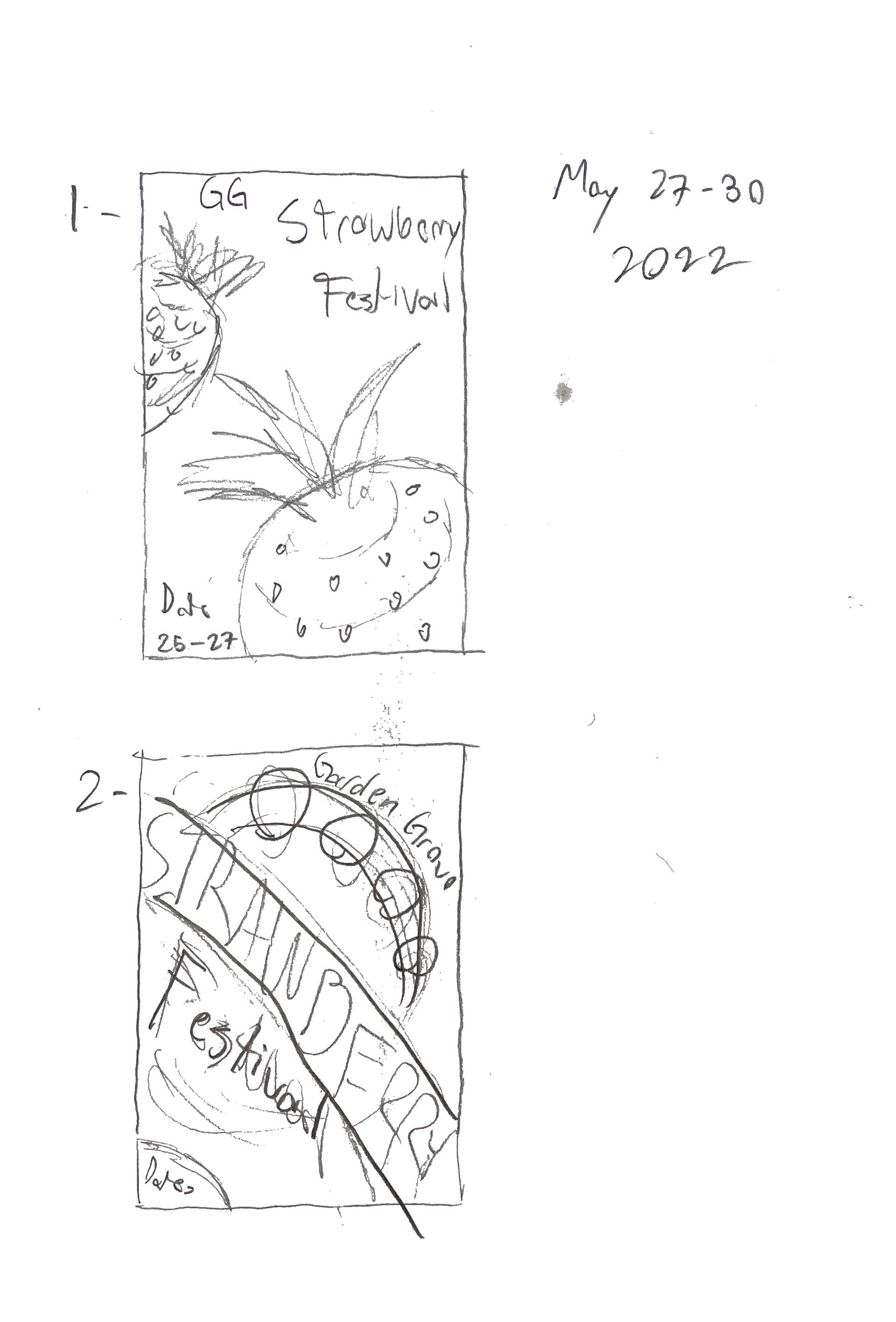 First Round Sketches for Strawberry Festival
