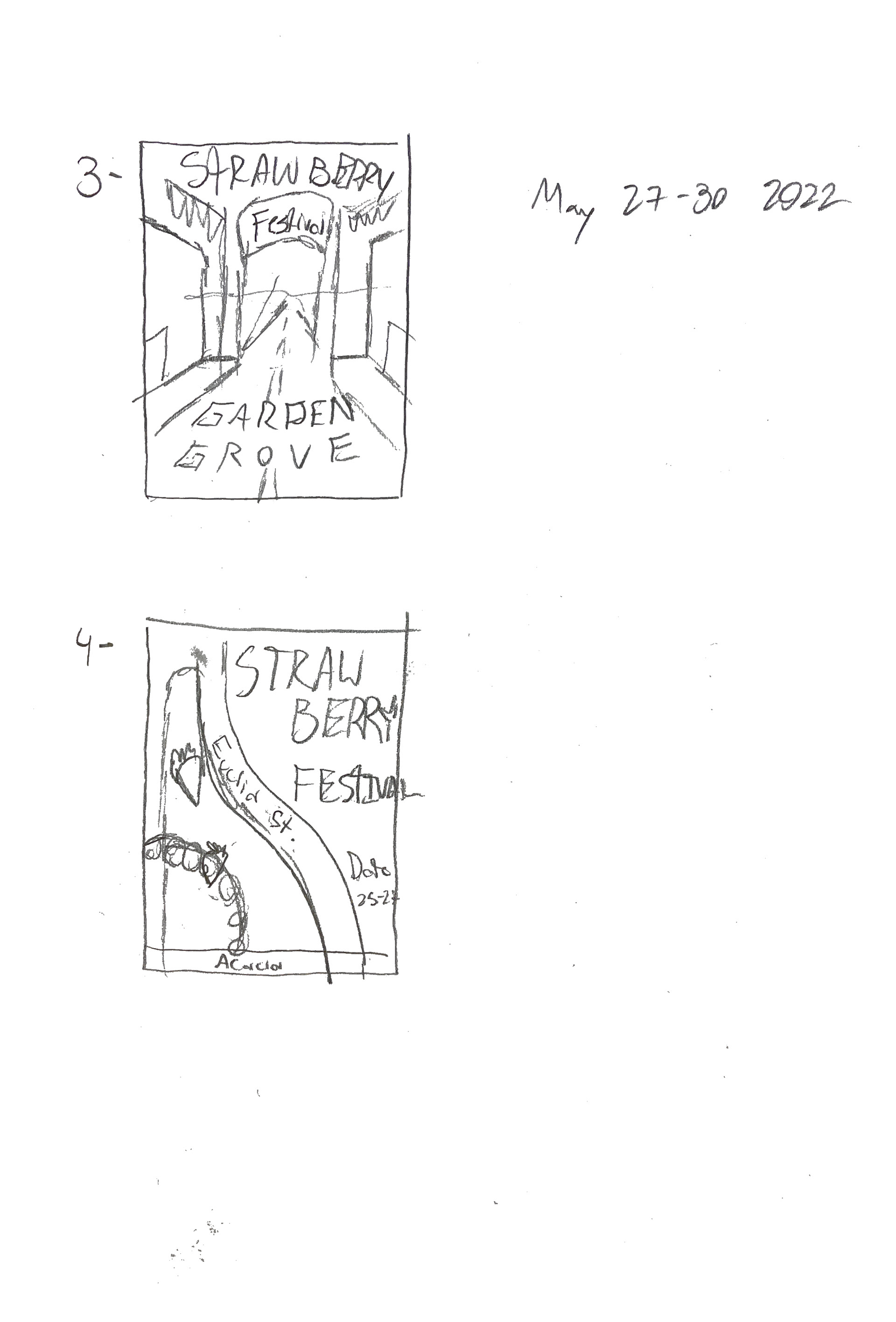 First Round Sketches for Strawberry Festival