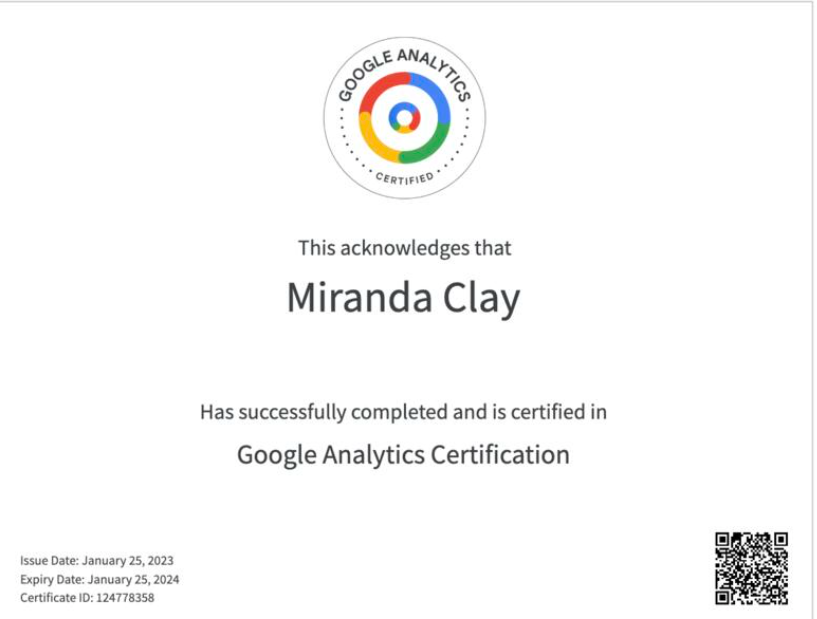Google Analytics Certification 2023