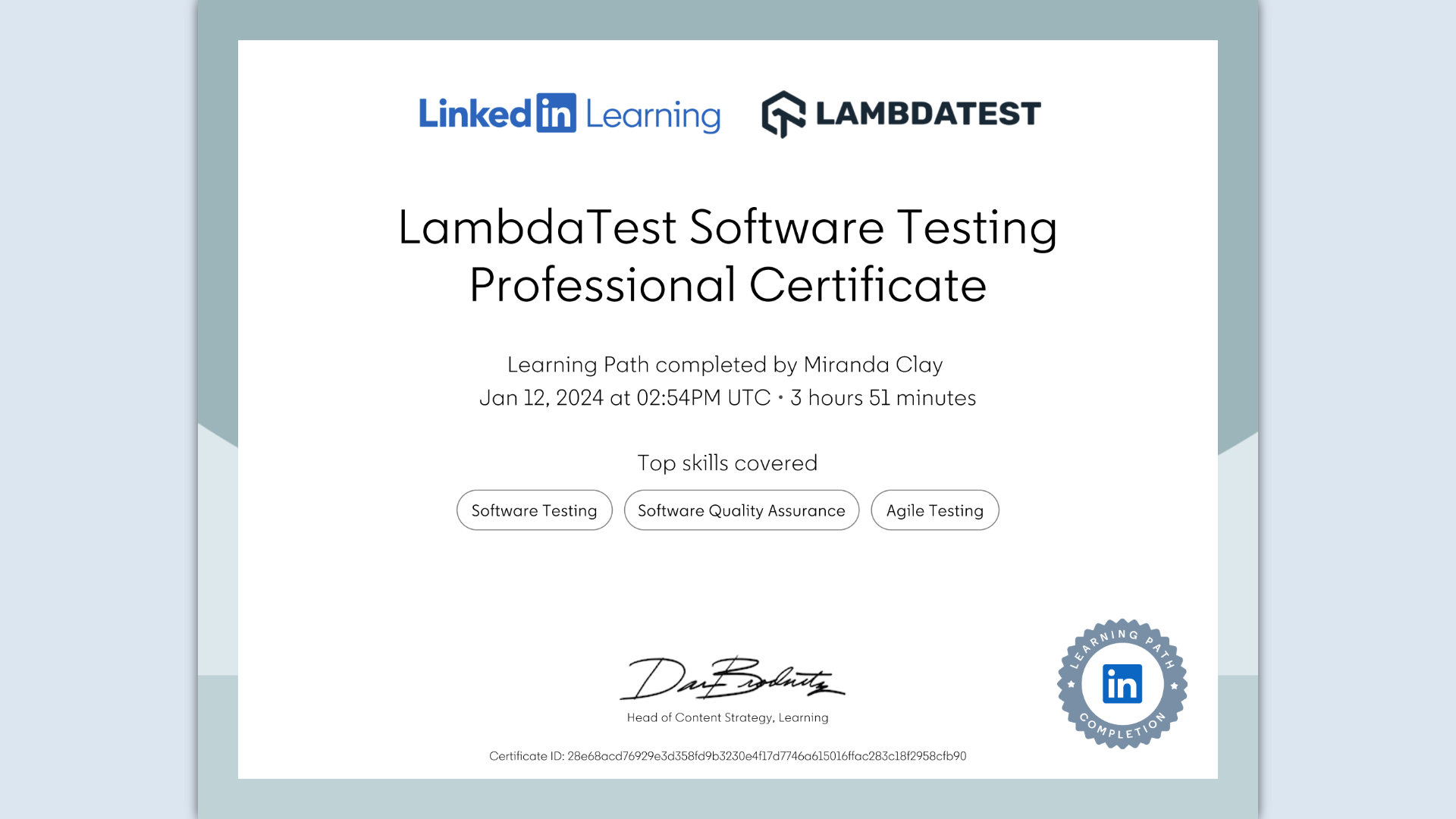 LambdaTest Software Testing Professional Certificate