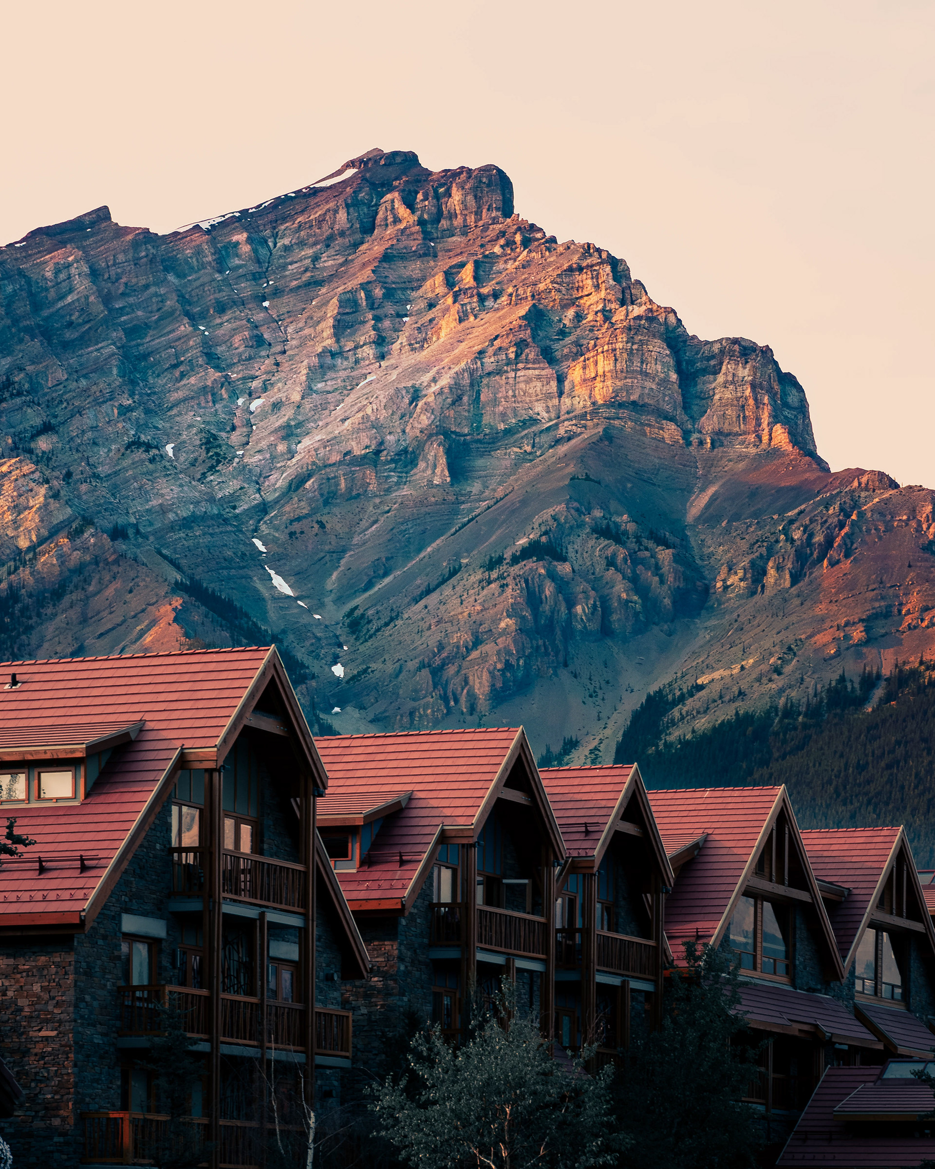 Town of Banff during sunset. Yes it's a bit over-edited, but trust me it was this beautiful.